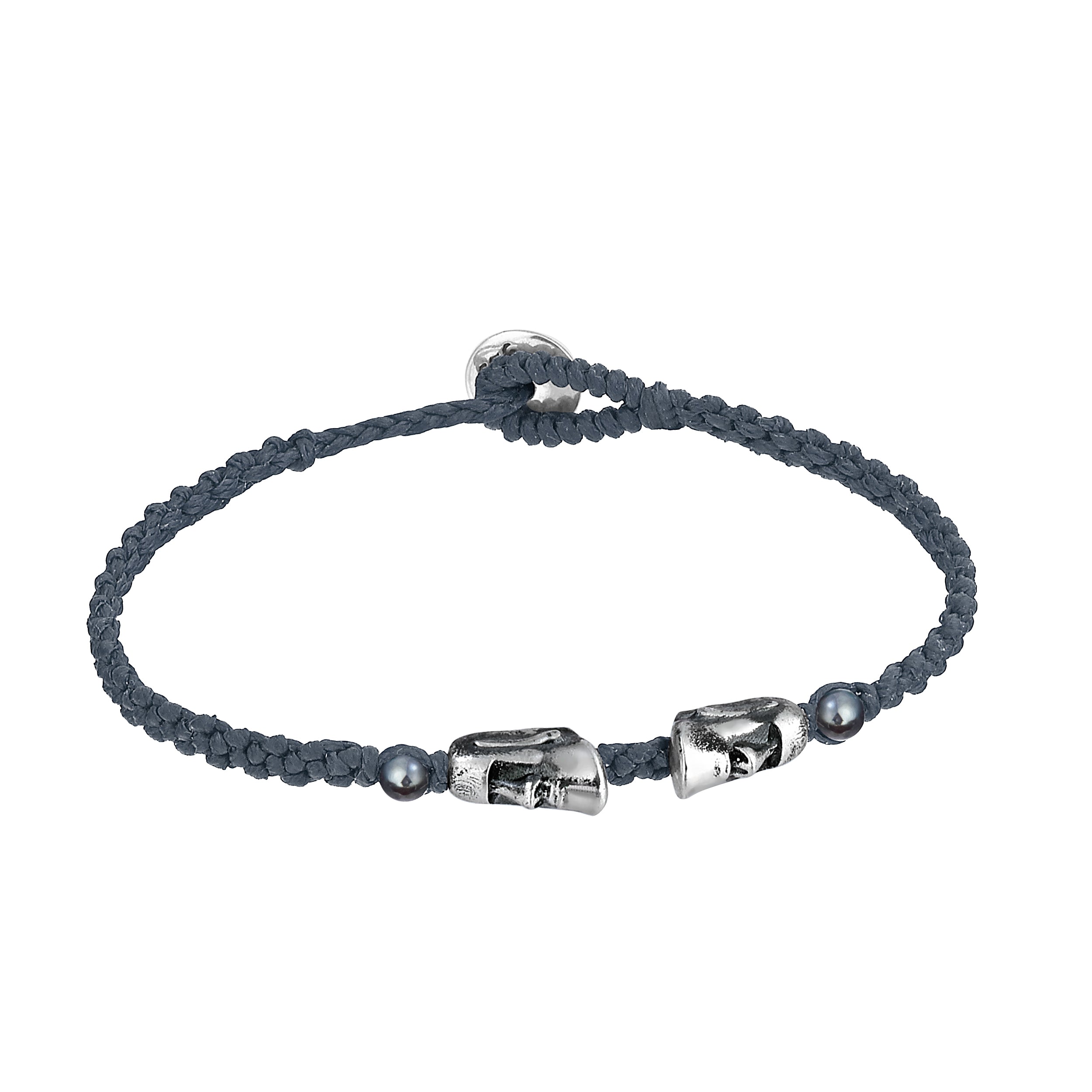 Maoi Gemstone Braided Wax Bracelet in Sterling Silver
