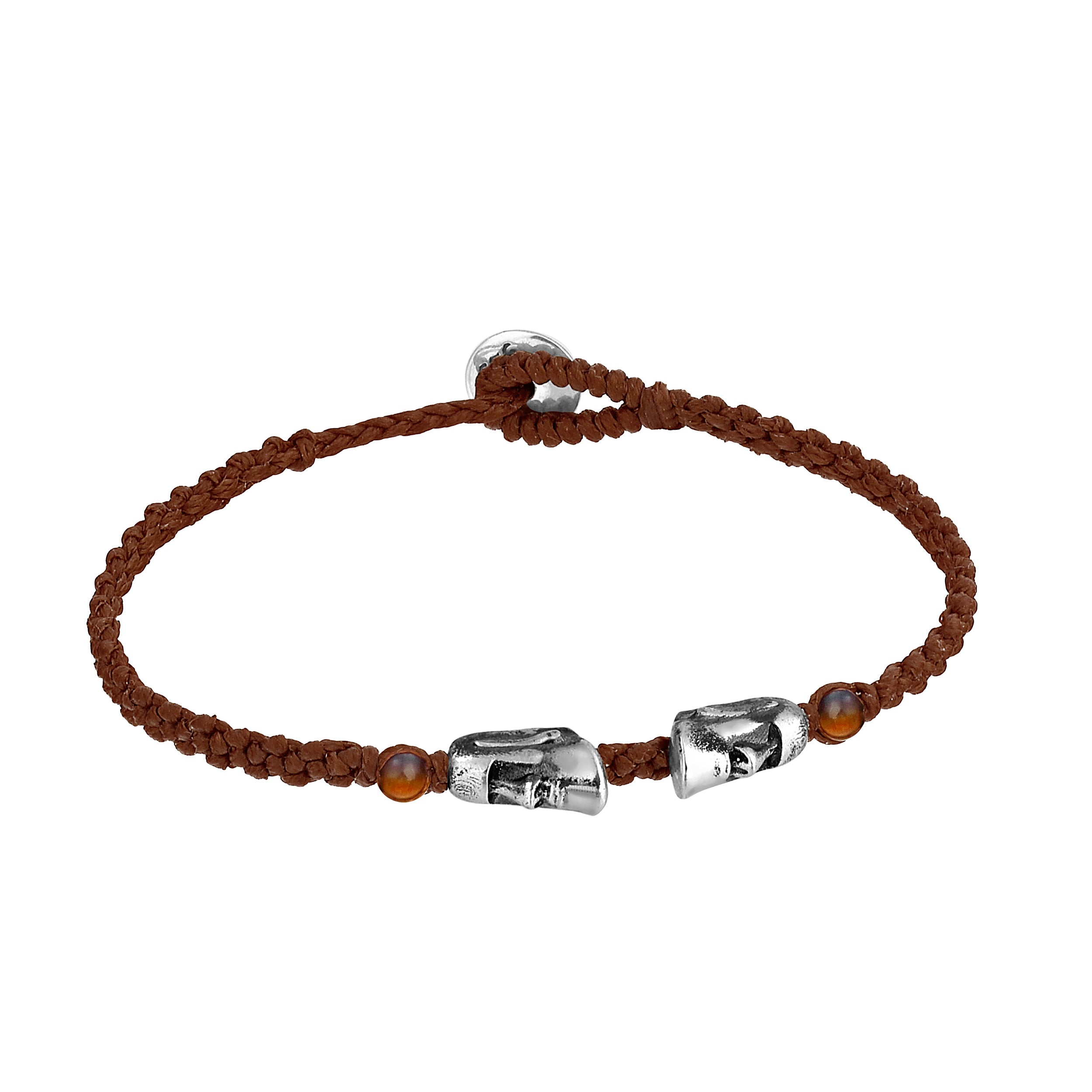 Maoi Gemstone Braided Wax Bracelet in Sterling Silver