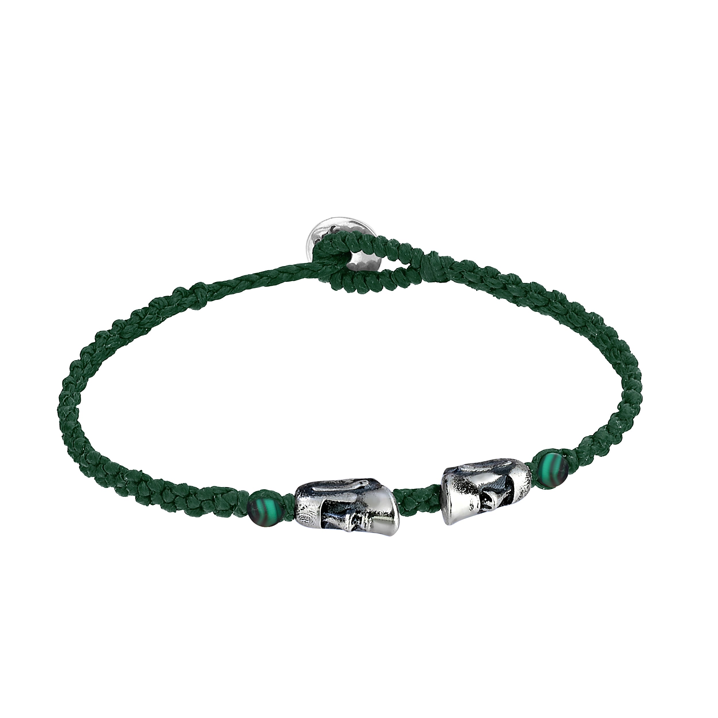Maoi Gemstone Braided Wax Bracelet in Sterling Silver