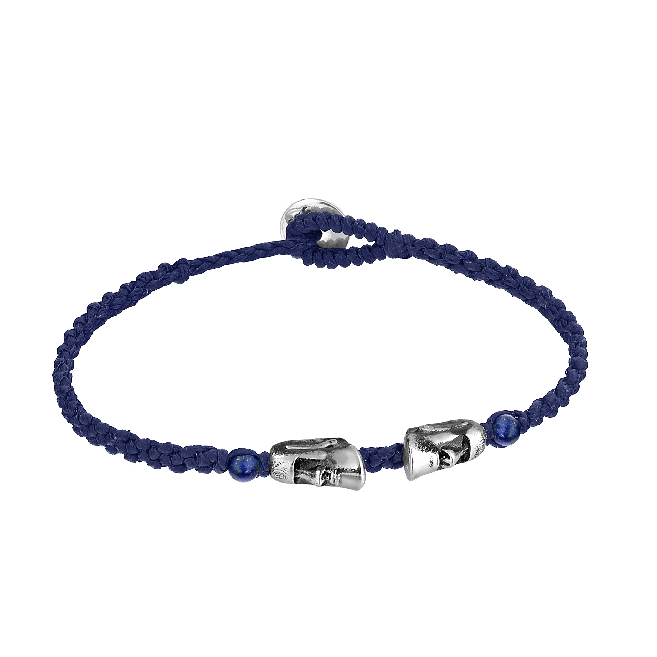 Maoi Gemstone Braided Wax Bracelet in Sterling Silver