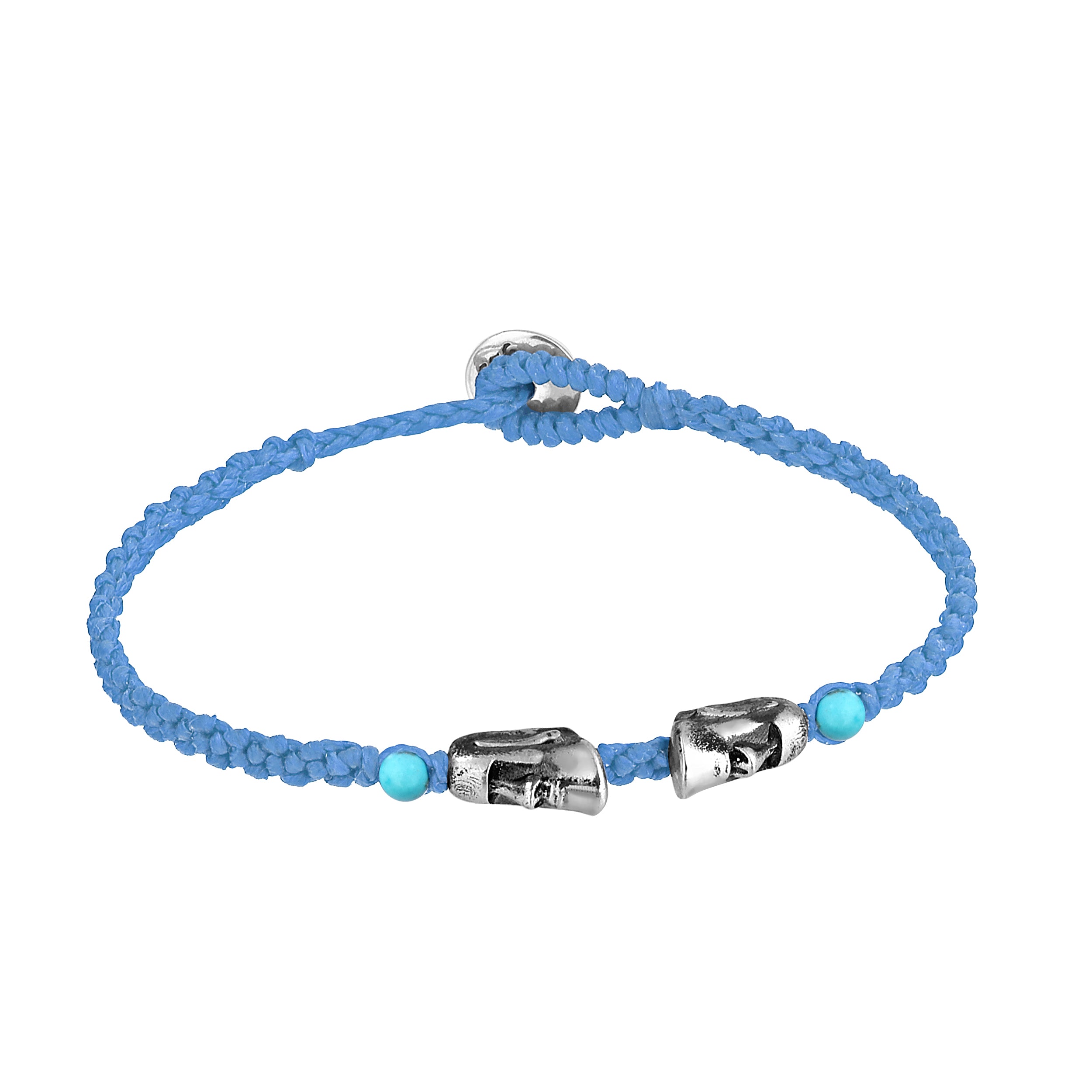Maoi Gemstone Braided Wax Bracelet in Sterling Silver
