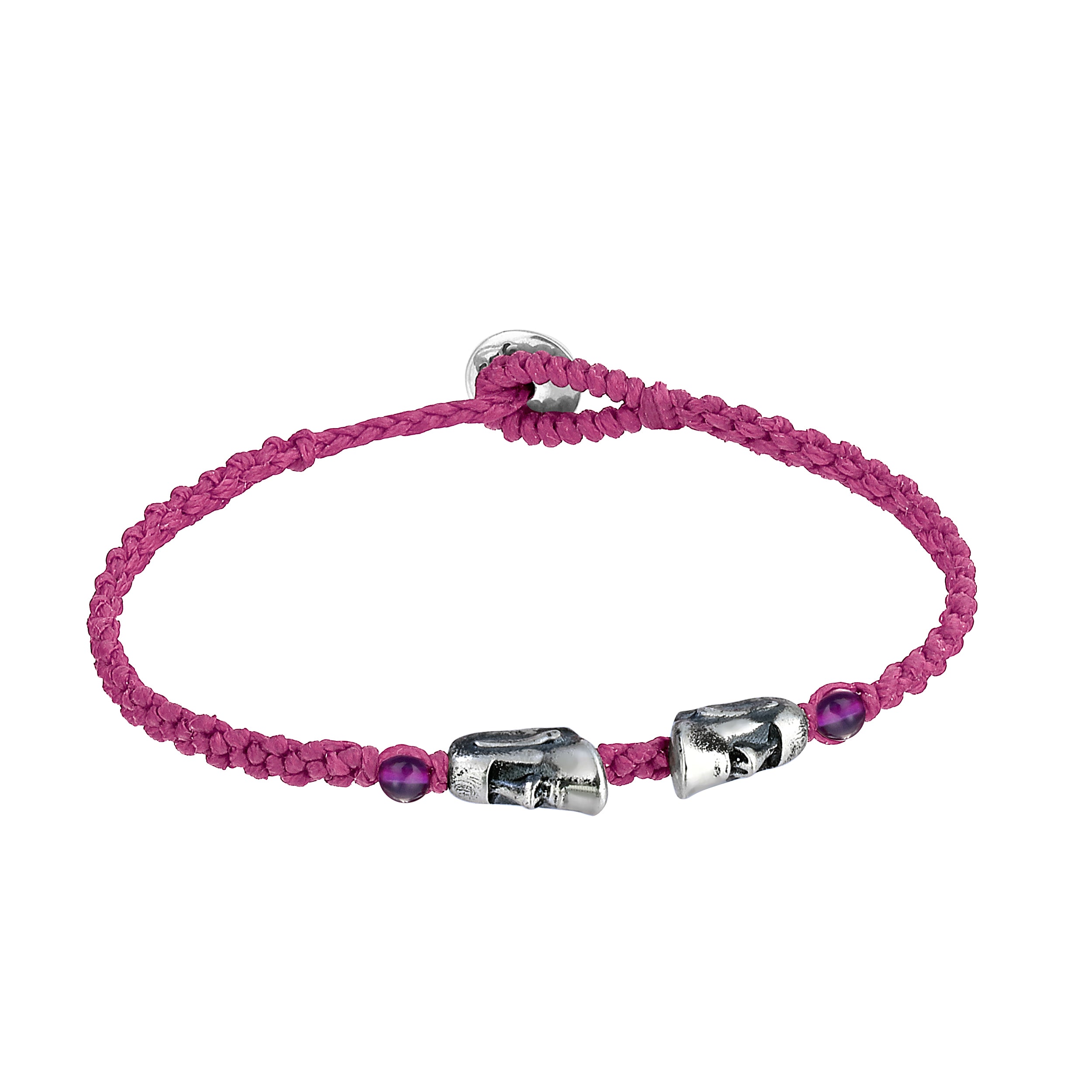 Maoi Gemstone Braided Wax Bracelet in Sterling Silver