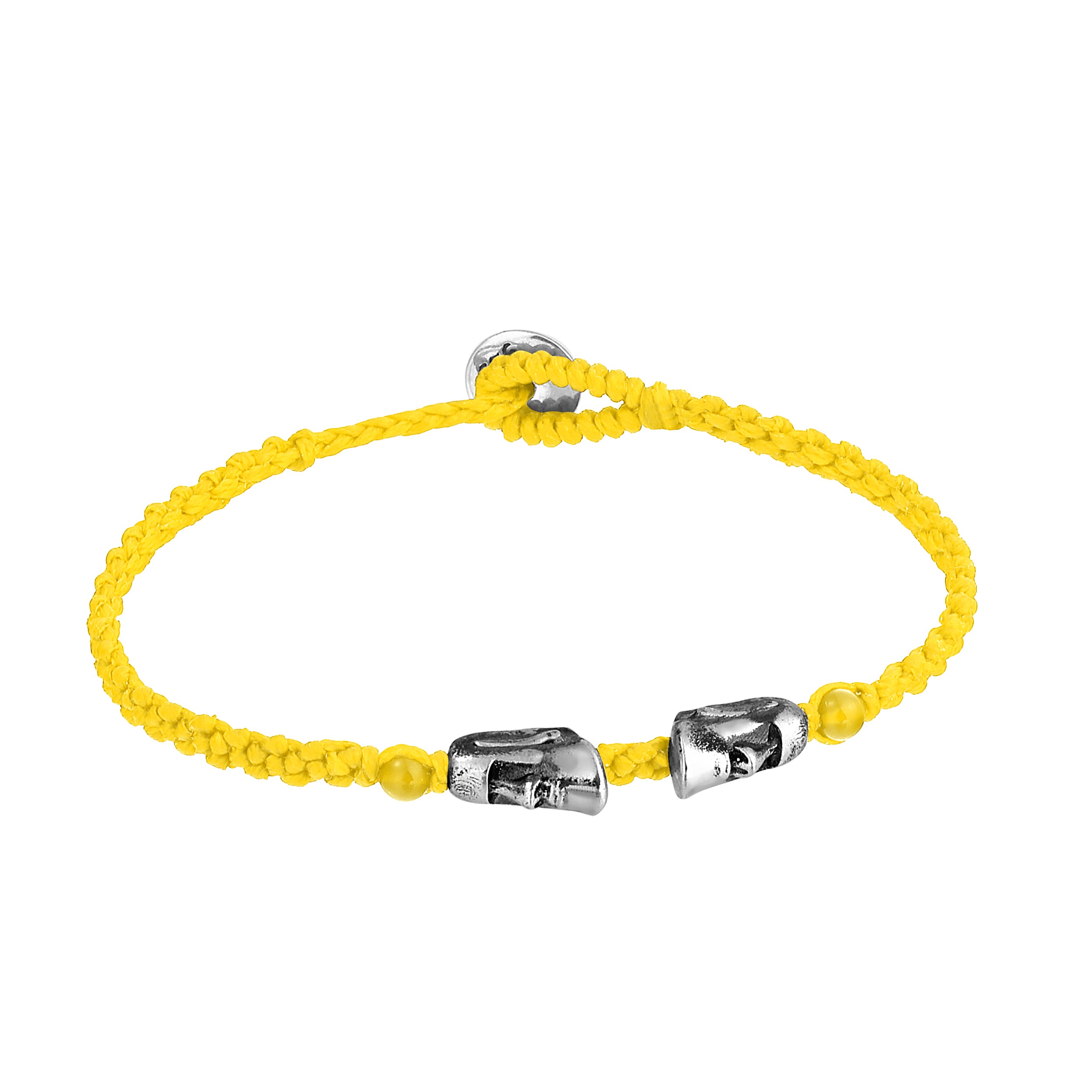Maoi Gemstone Braided Wax Bracelet in Sterling Silver