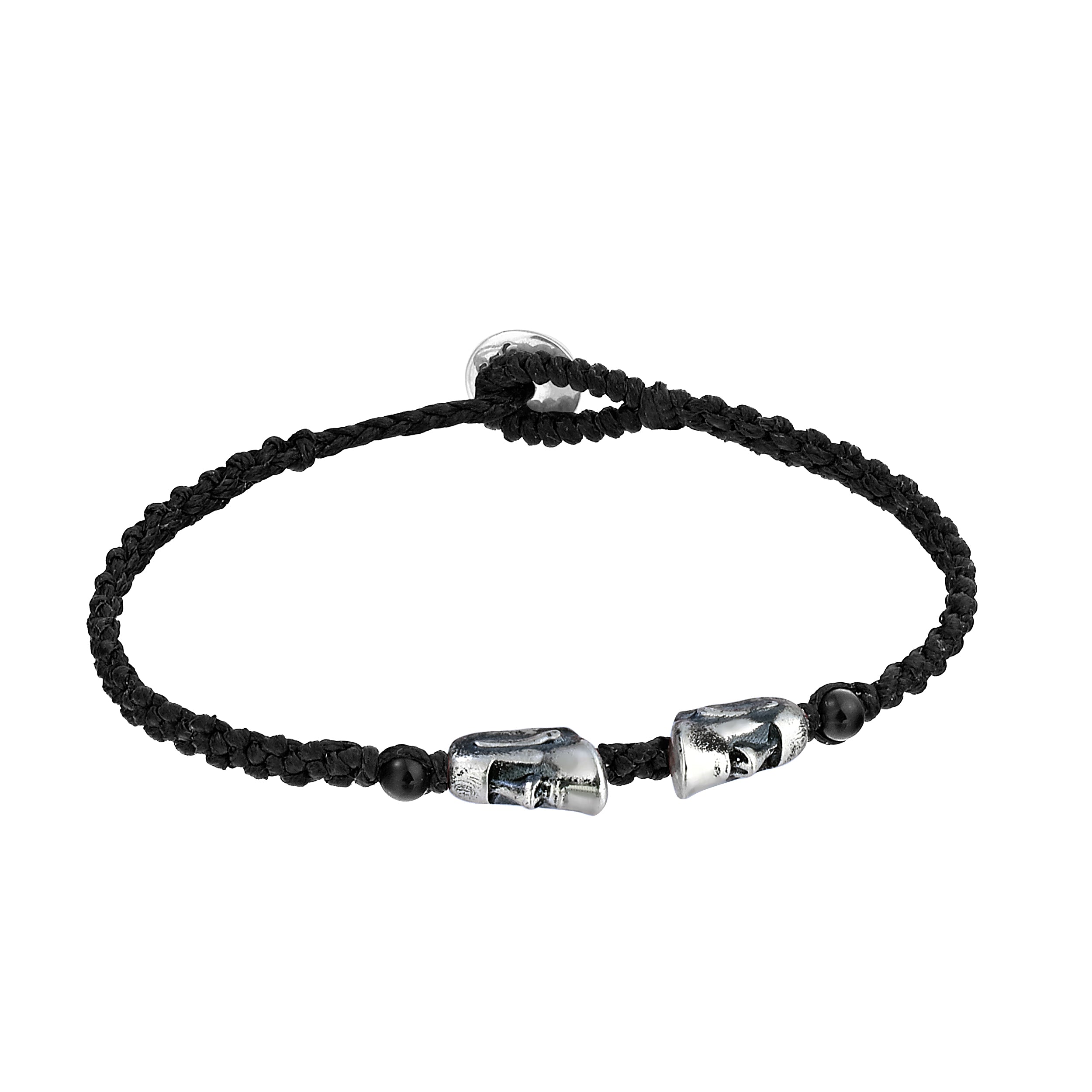 Maoi Gemstone Braided Wax Bracelet in Sterling Silver
