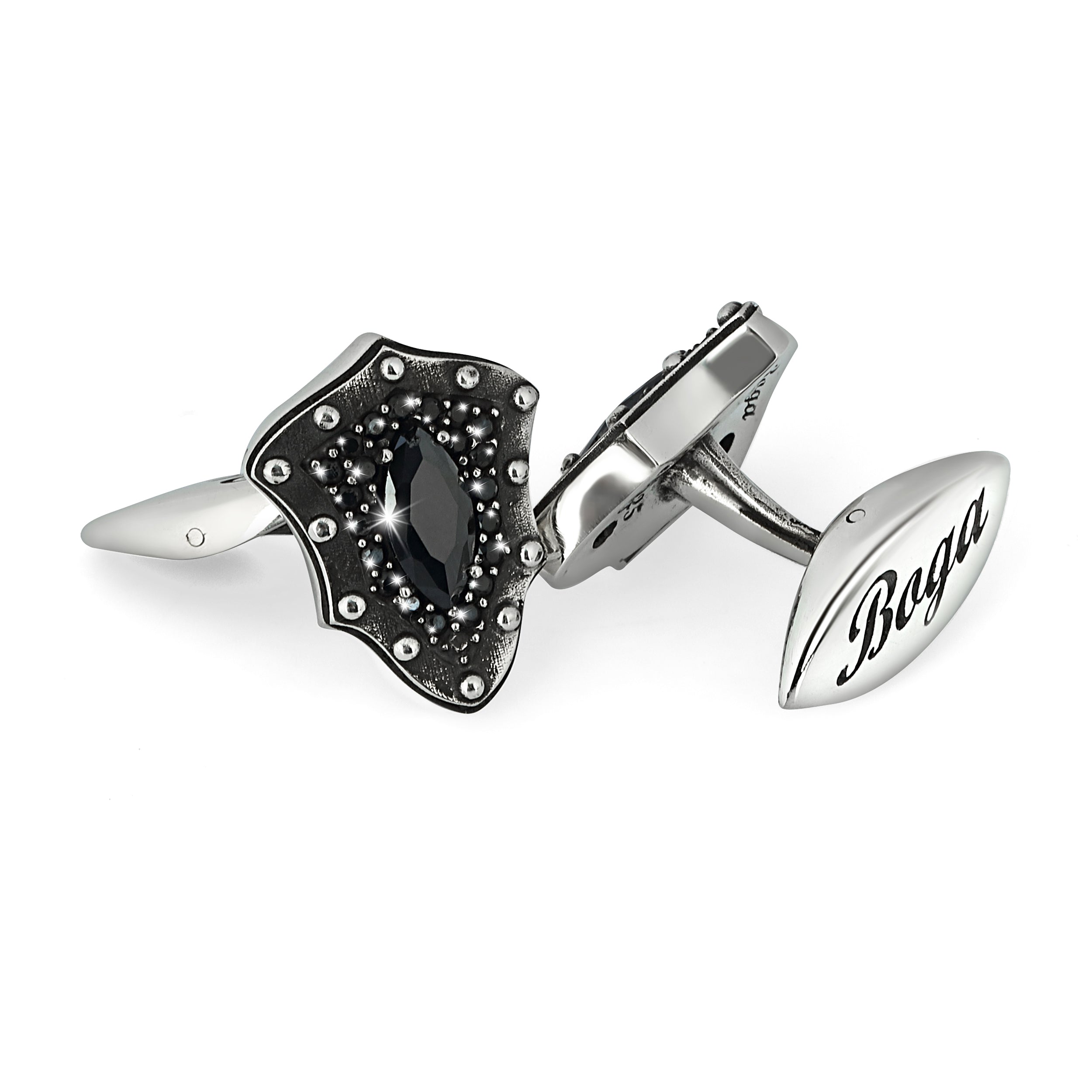 Marquise Shield Zircon Cufflinks in Sterling Silver