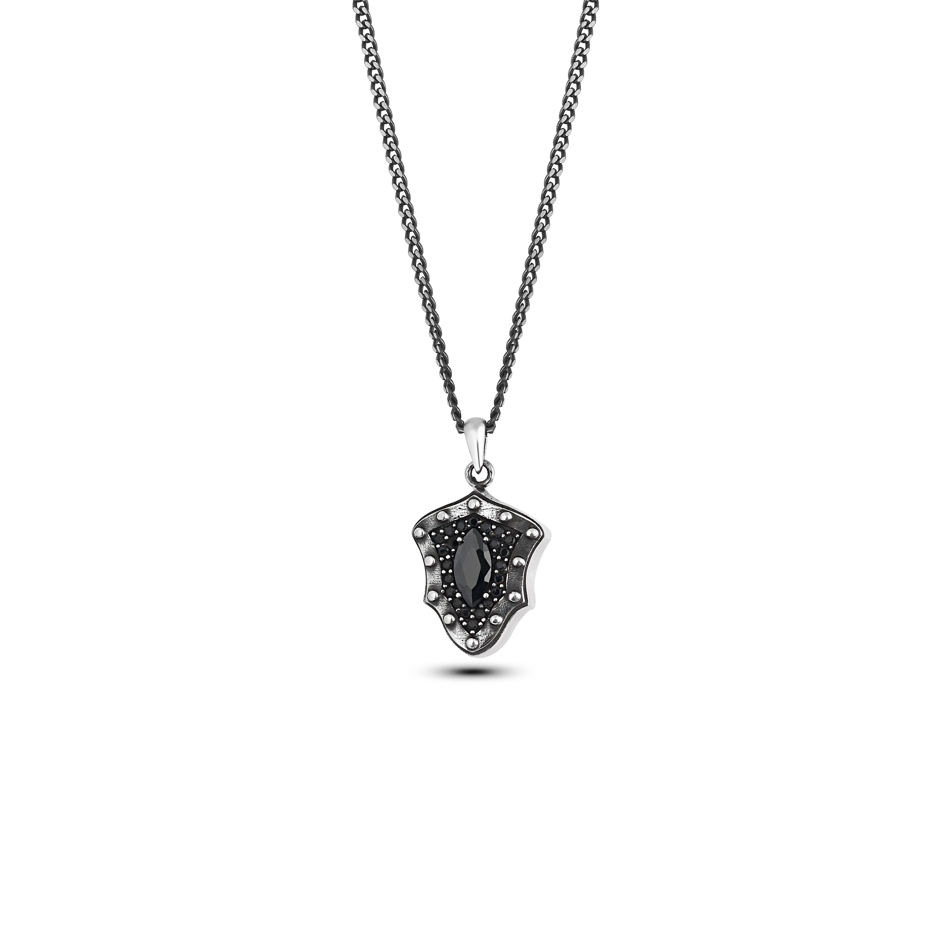Marquise Shield Zircon Necklace in Sterling Silver