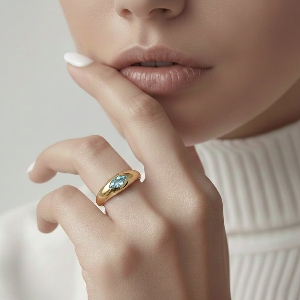 Marquise Zircon Rng Ring in Sterling Silver