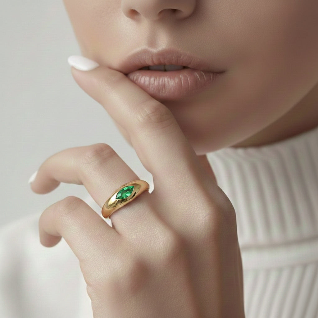 Marquise Zircon Rng Ring in Sterling Silver