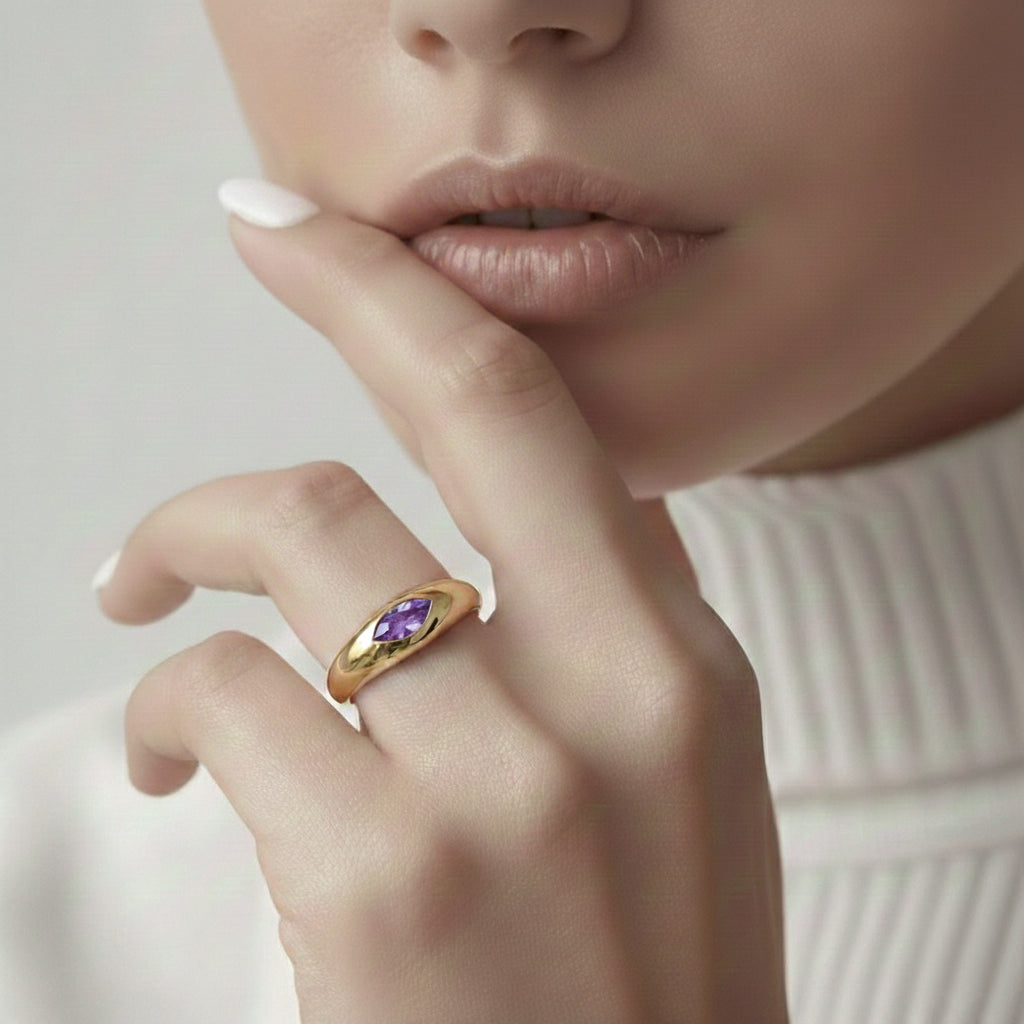Marquise Zircon Rng Ring in Sterling Silver
