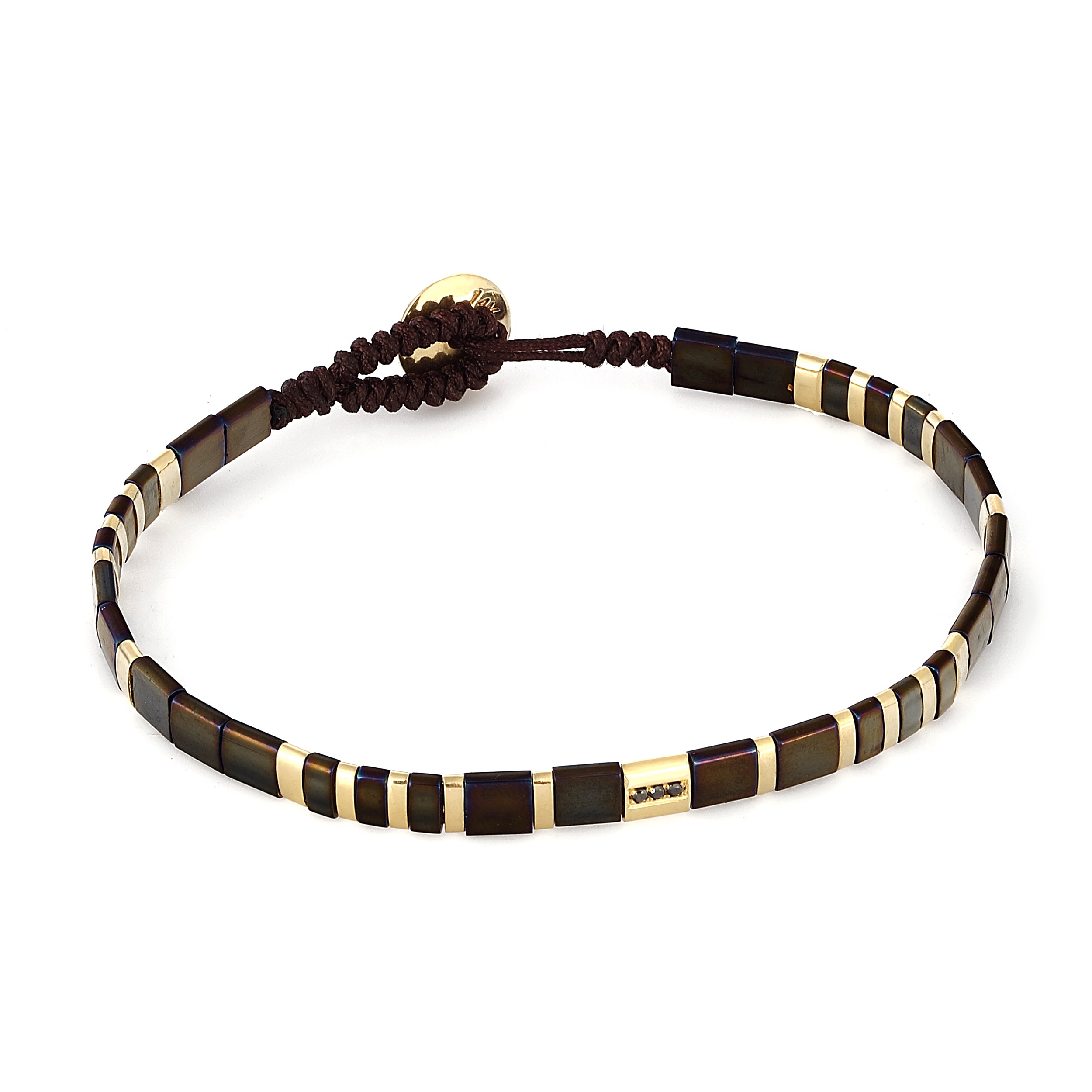 Miyuki̇ Black Dia in 14K Gold