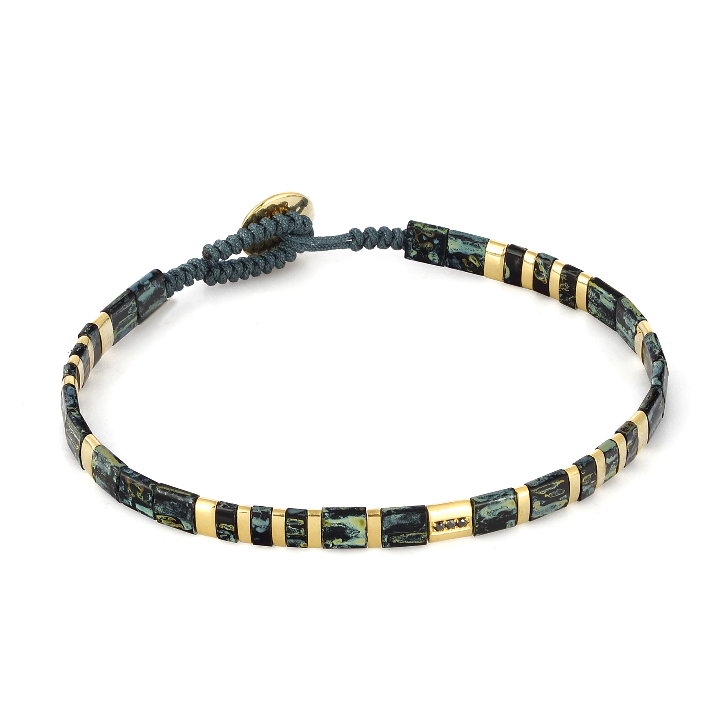 Miyuki̇ Black Dia in 14K Gold