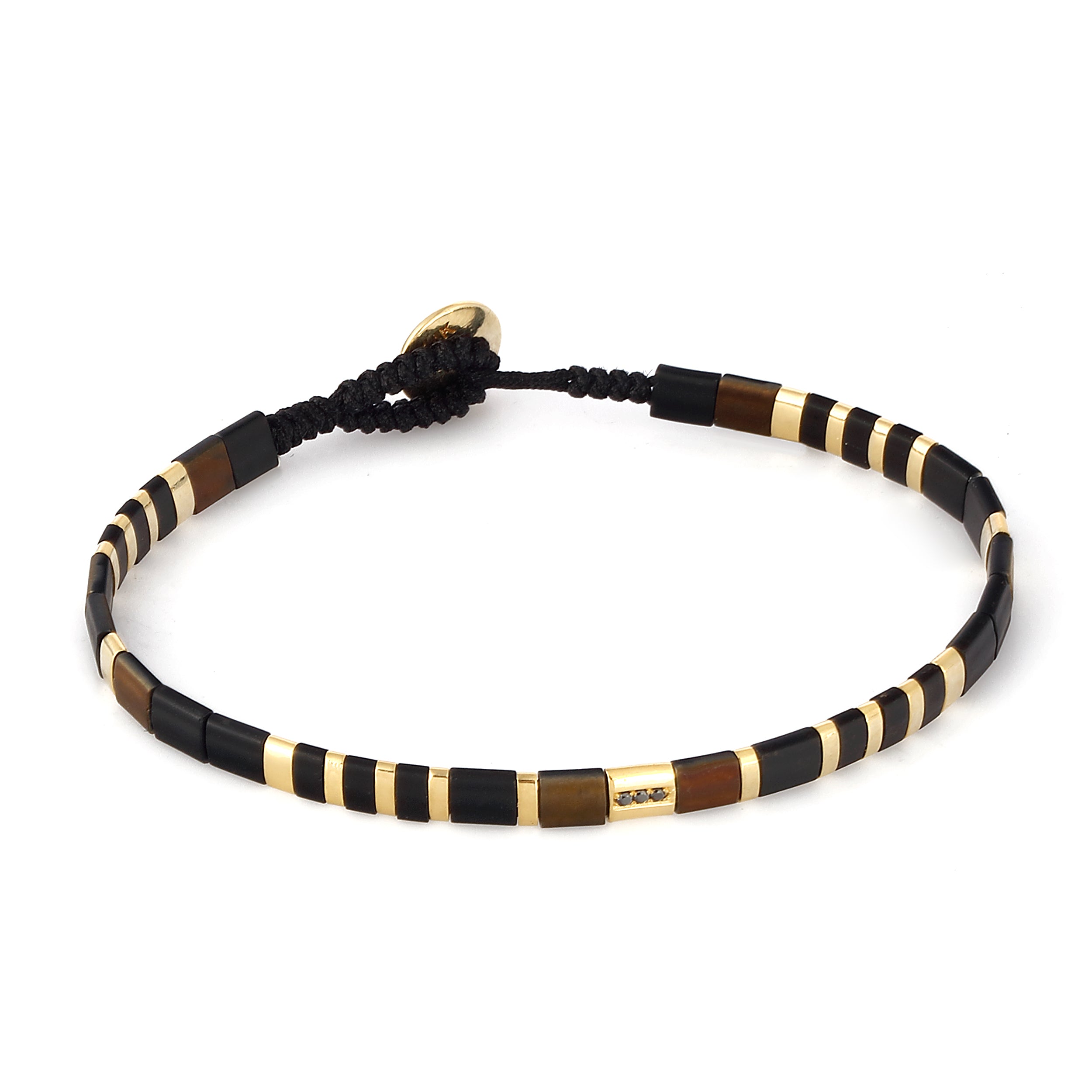 Miyuki̇ Black Dia in 14K Gold