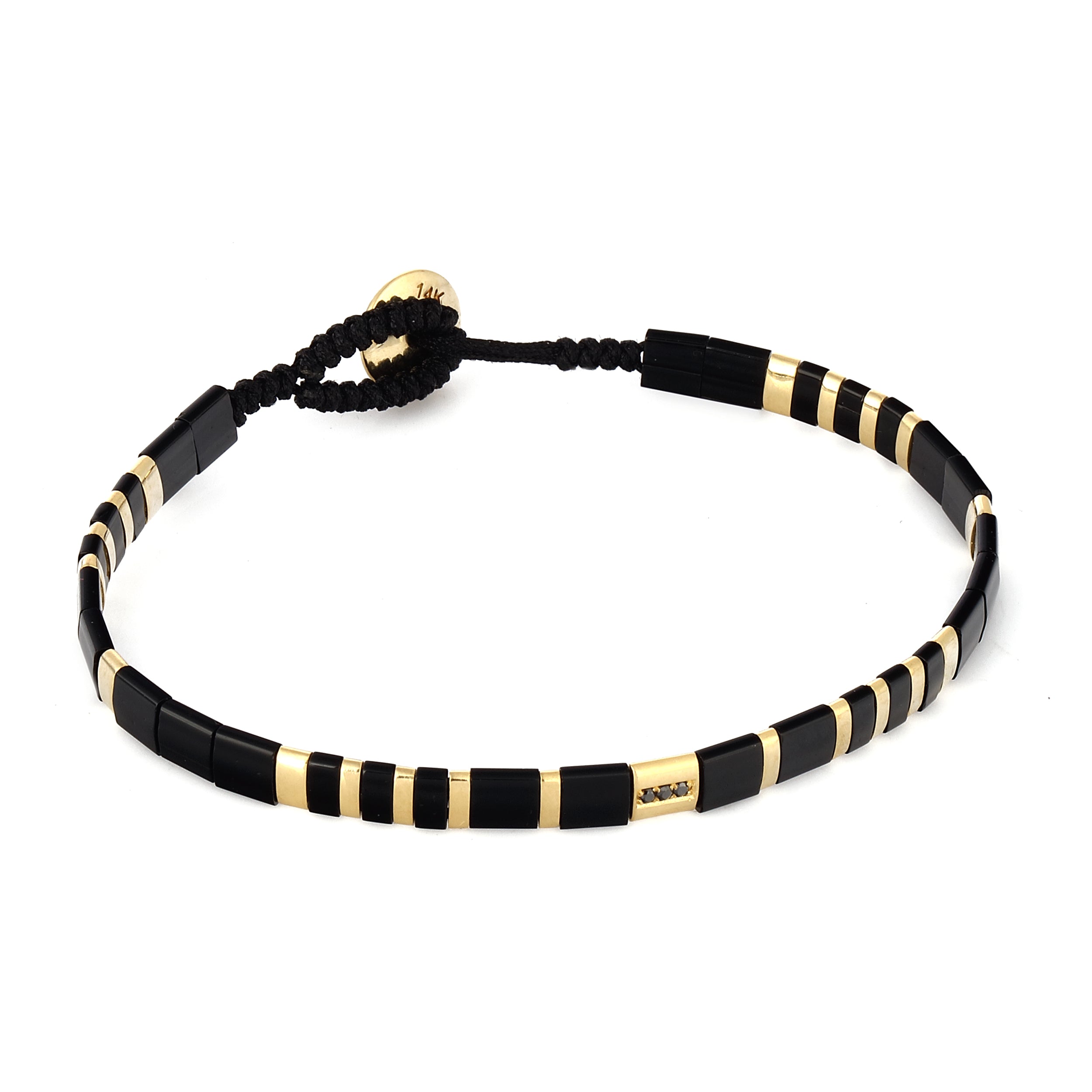 Miyuki̇ Black Dia in 14K Gold