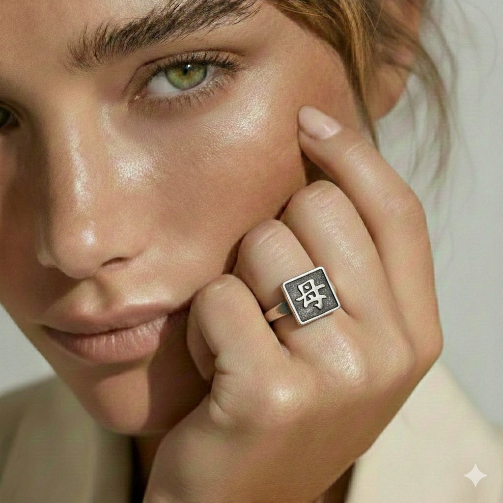 Mom Symbol Rng Ring in Sterling Silver