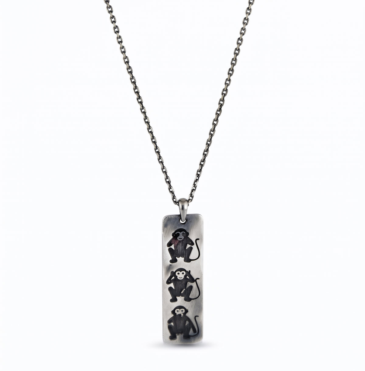 Monkey Evil Necklace, Sterling Silver