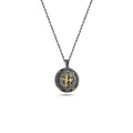 Fleur de Lis Circular 14K Sterling Silver in Sterling Silver & 14K Gold