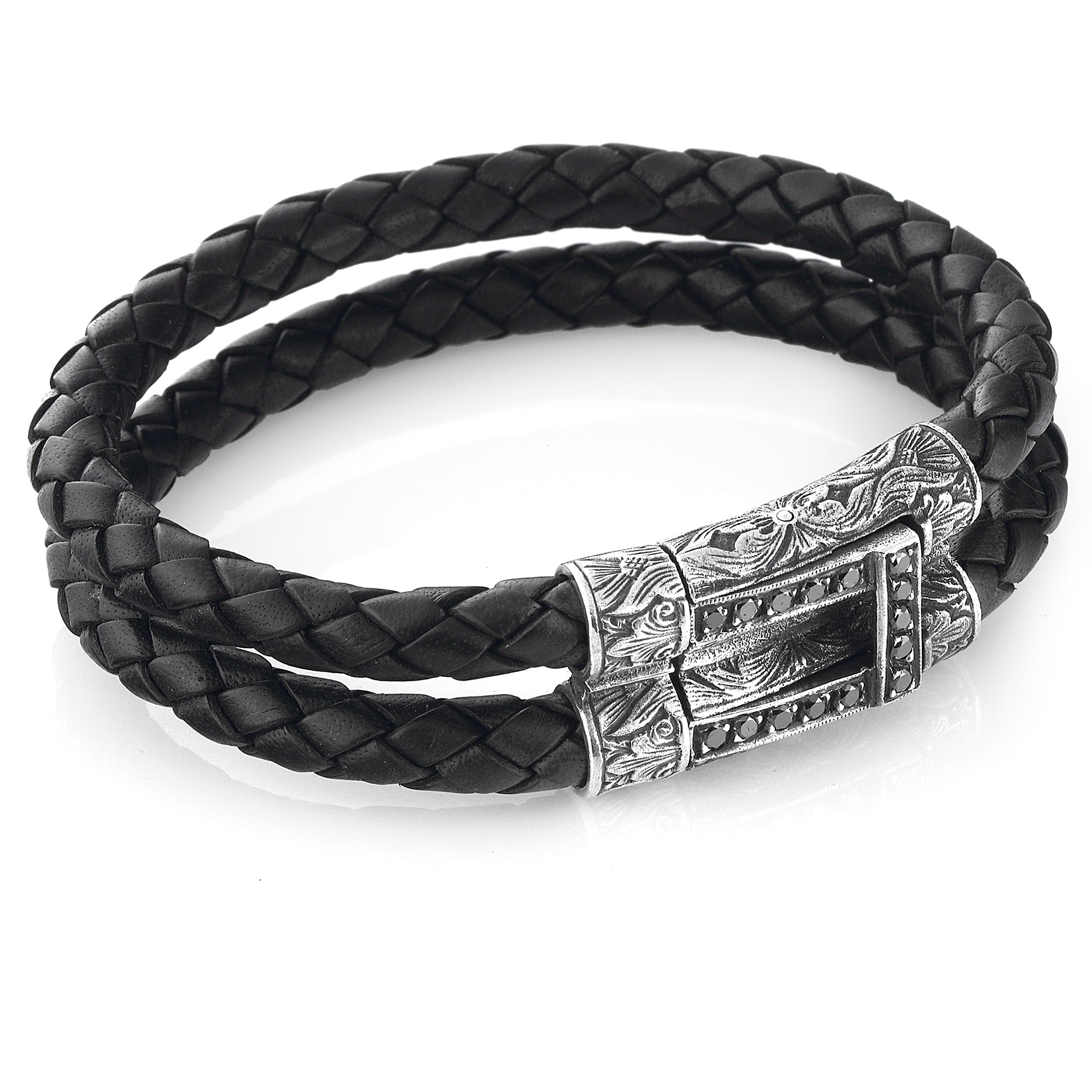 Double Lock Black Dia Sterling Silver in Sterling Silver & 14K Gold