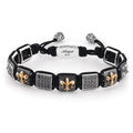 3fleur de Lis Diamond Engraved Macrame 14K Sterling Silver in Sterling Silver & 14K Gold