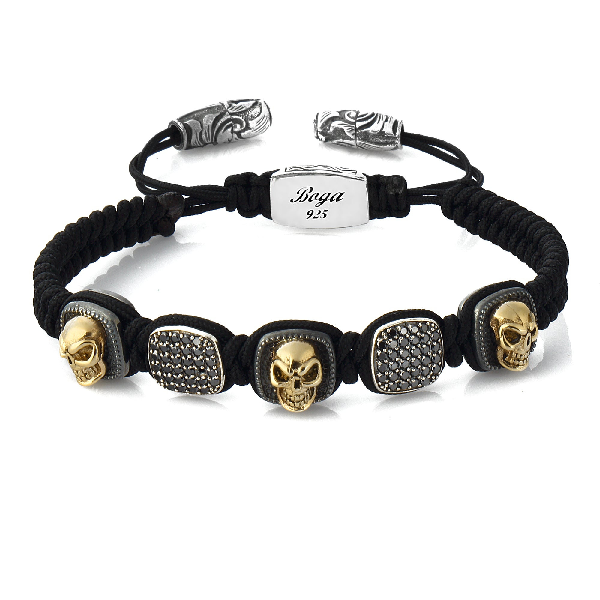 Skull Diamond Rds Macrame 14K Sterling Silver in Sterling Silver & 14K Gold