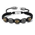 Fleur de Lis Diamond Rds Macrame 14K Sterling Silver in Sterling Silver & 14K Gold