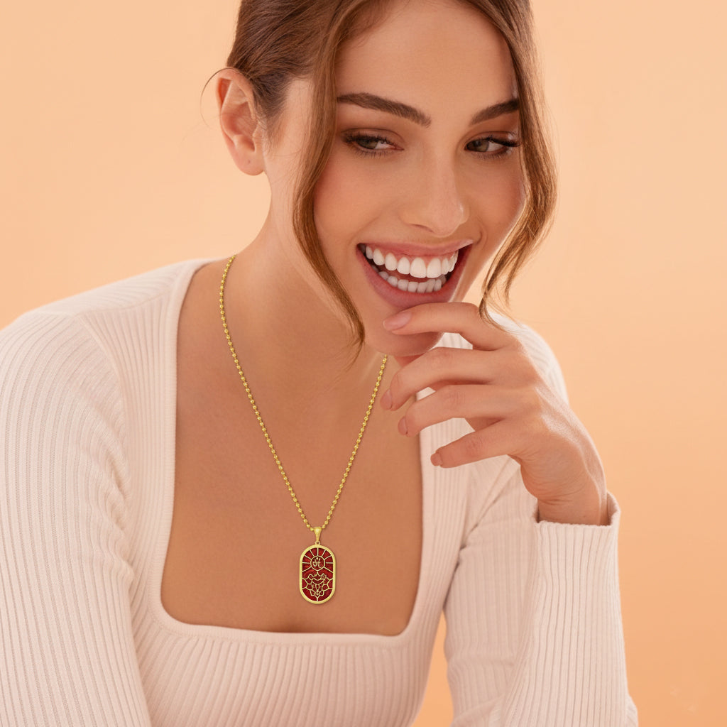Leo Enamel Necklace, Sterling Silver
