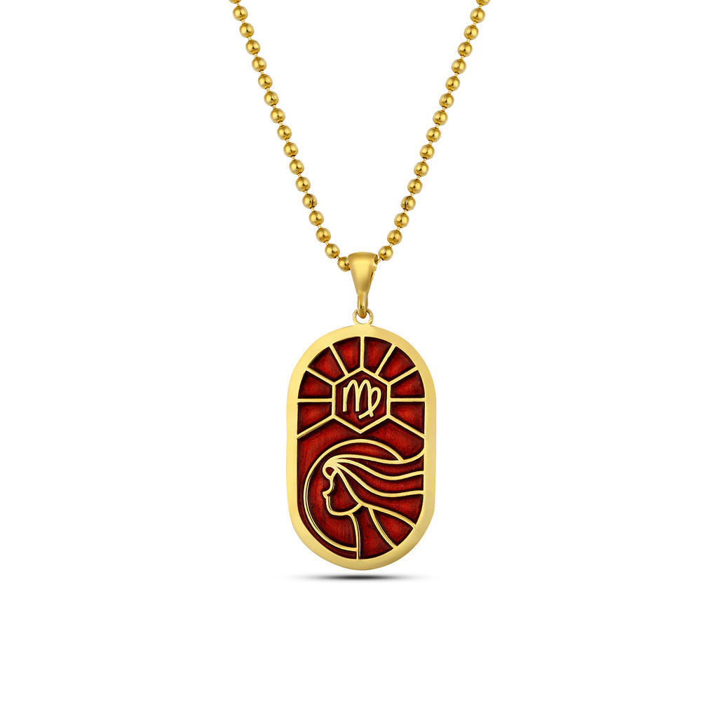 Virgo Enamel Necklace, Sterling Silver