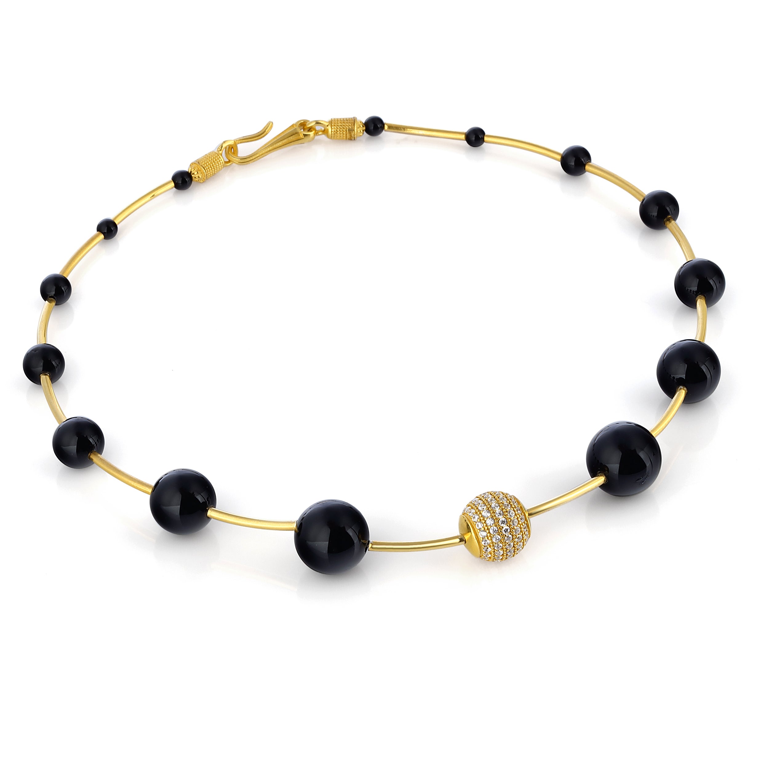 Zoe Onyx Choker Necklace in Sterling Silver