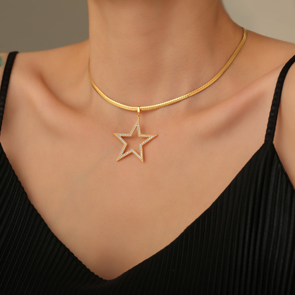 Star Choker Zirkon Kolye, 925 Ayar Gümüş