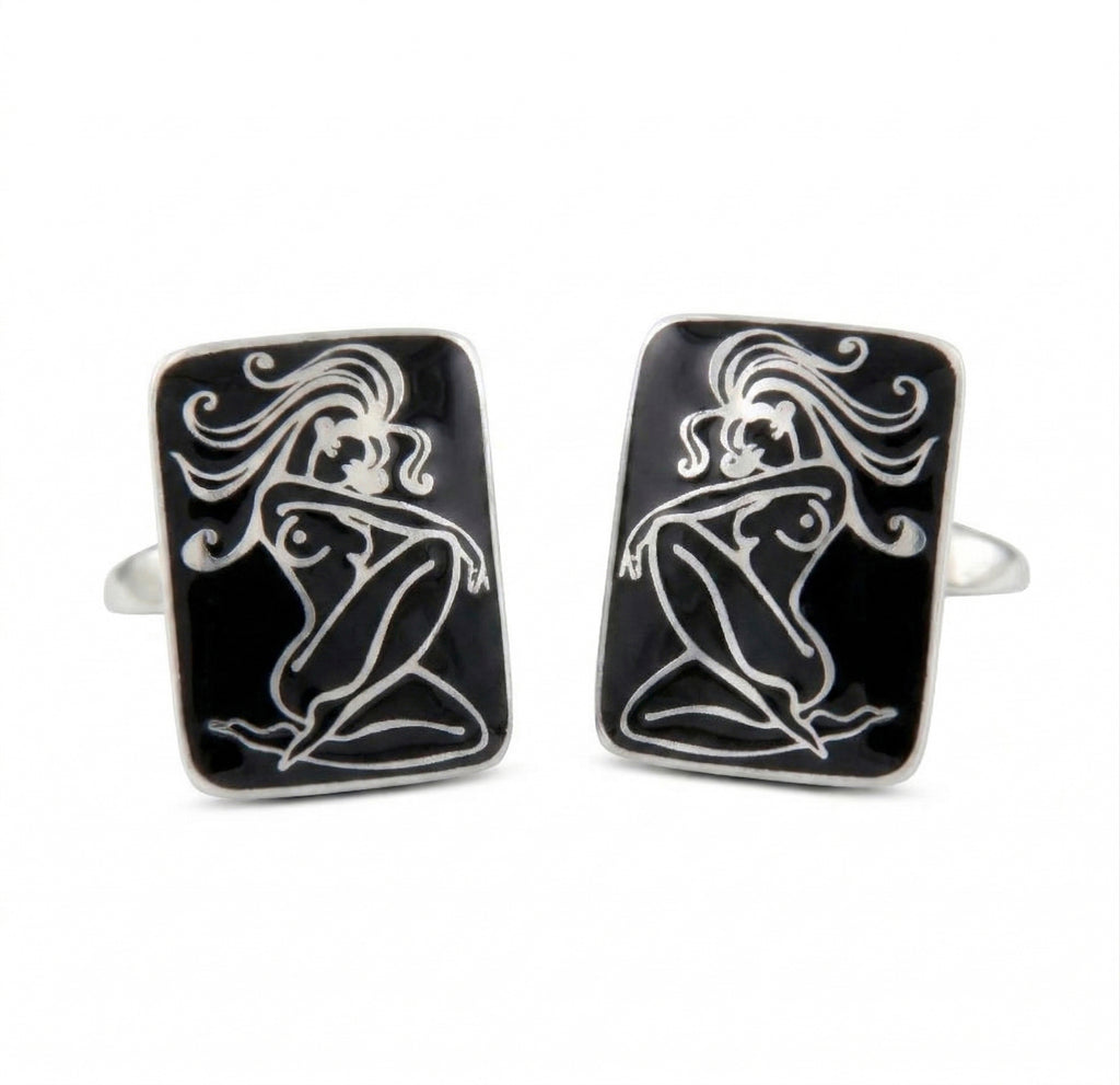 Nudista Cufflinks in Sterling Silver