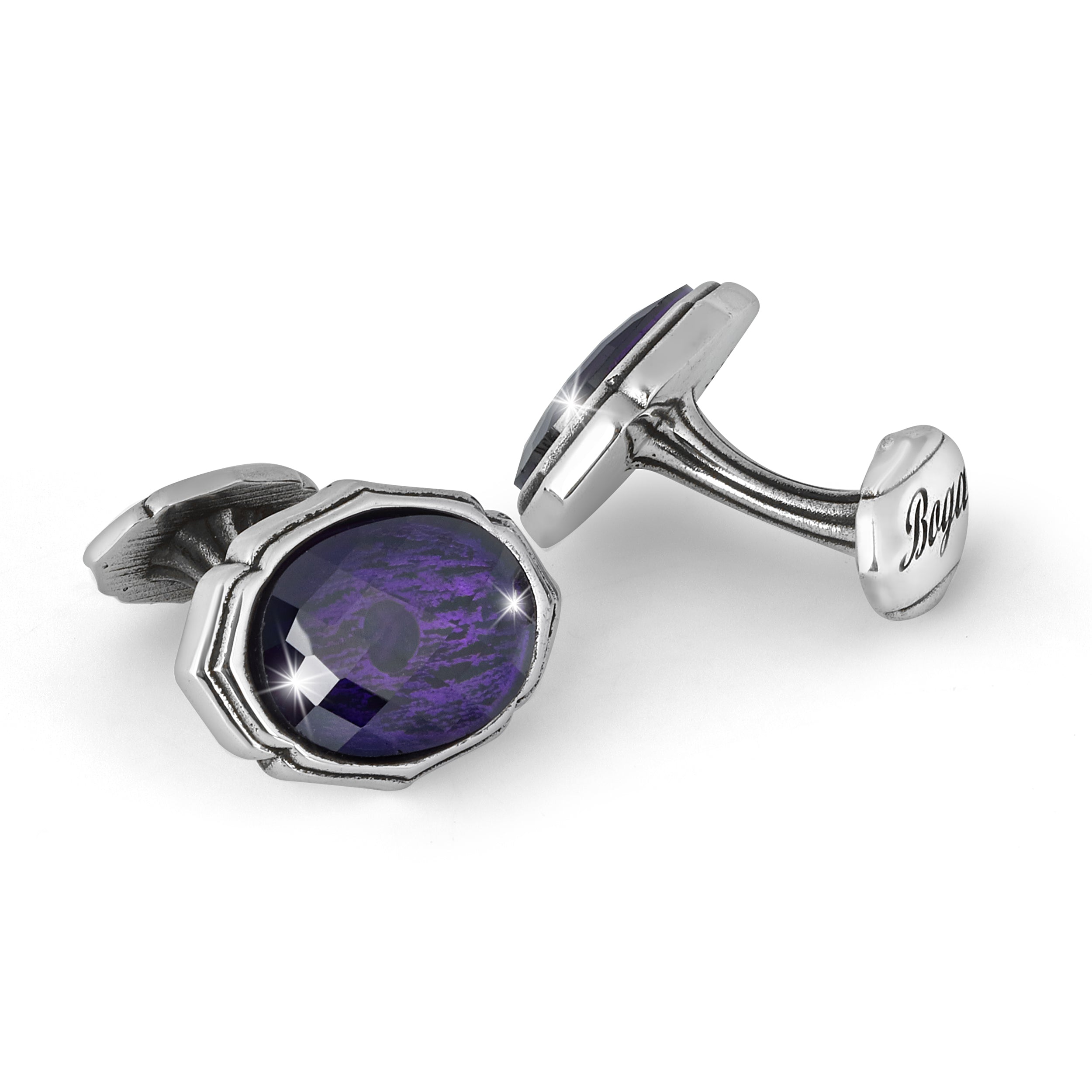 Oval Zircon Fst Cufflinks in Sterling Silver