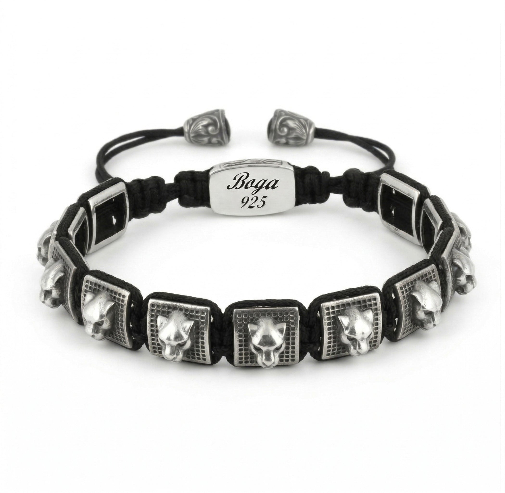 Panther Macrame Bracelet in Sterling Silver