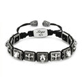 Panther Fleur de Lis Macrame Bracelet in Sterling Silver