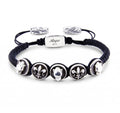 Panther Fleur de Lis Circular Snake Macrame Bracelet in Sterling Silver