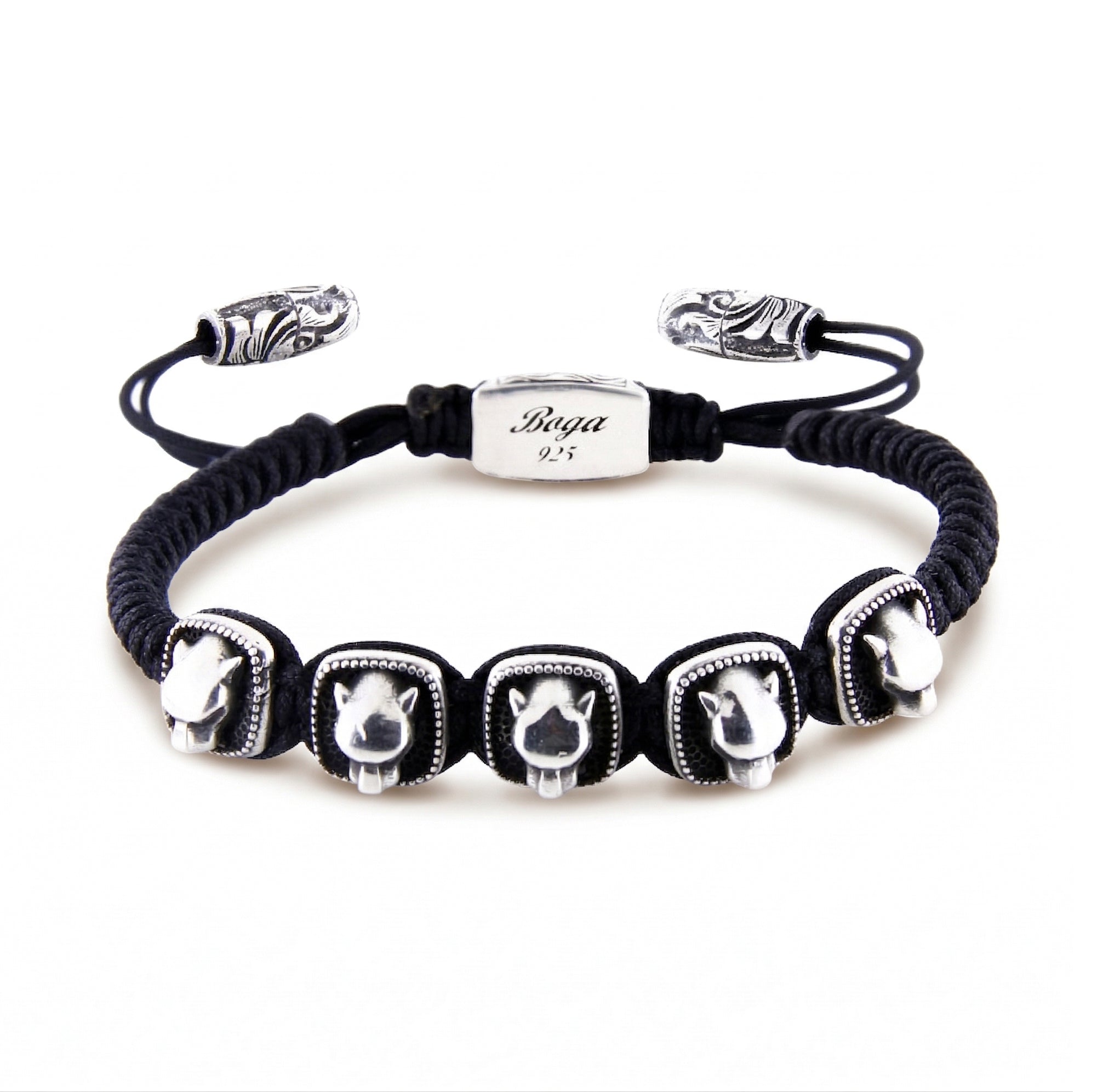 Panther Rds Snake Macrame Bracelet in Sterling Silver