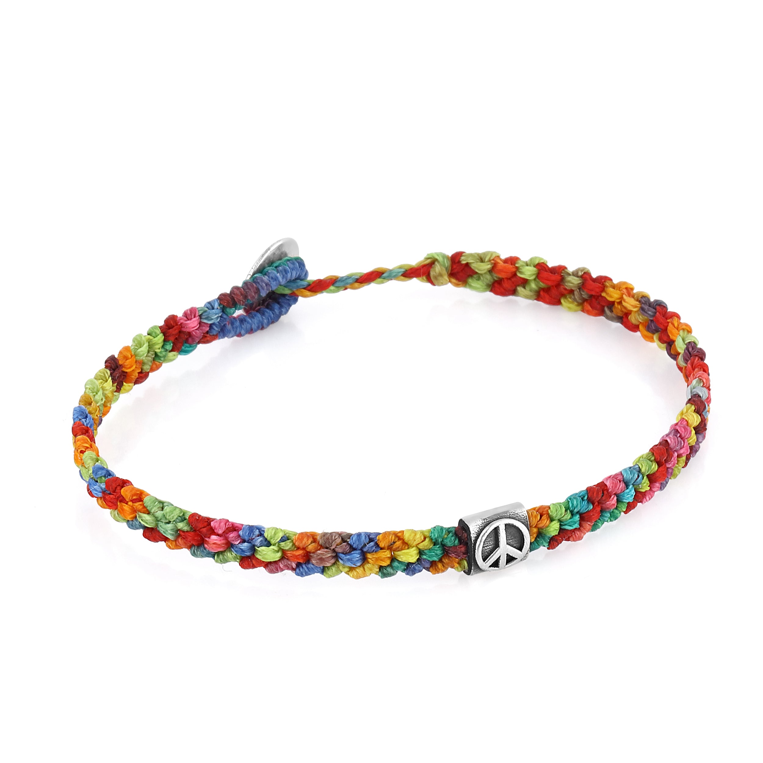 Peace Braided Wax Bracelet in Sterling Silver