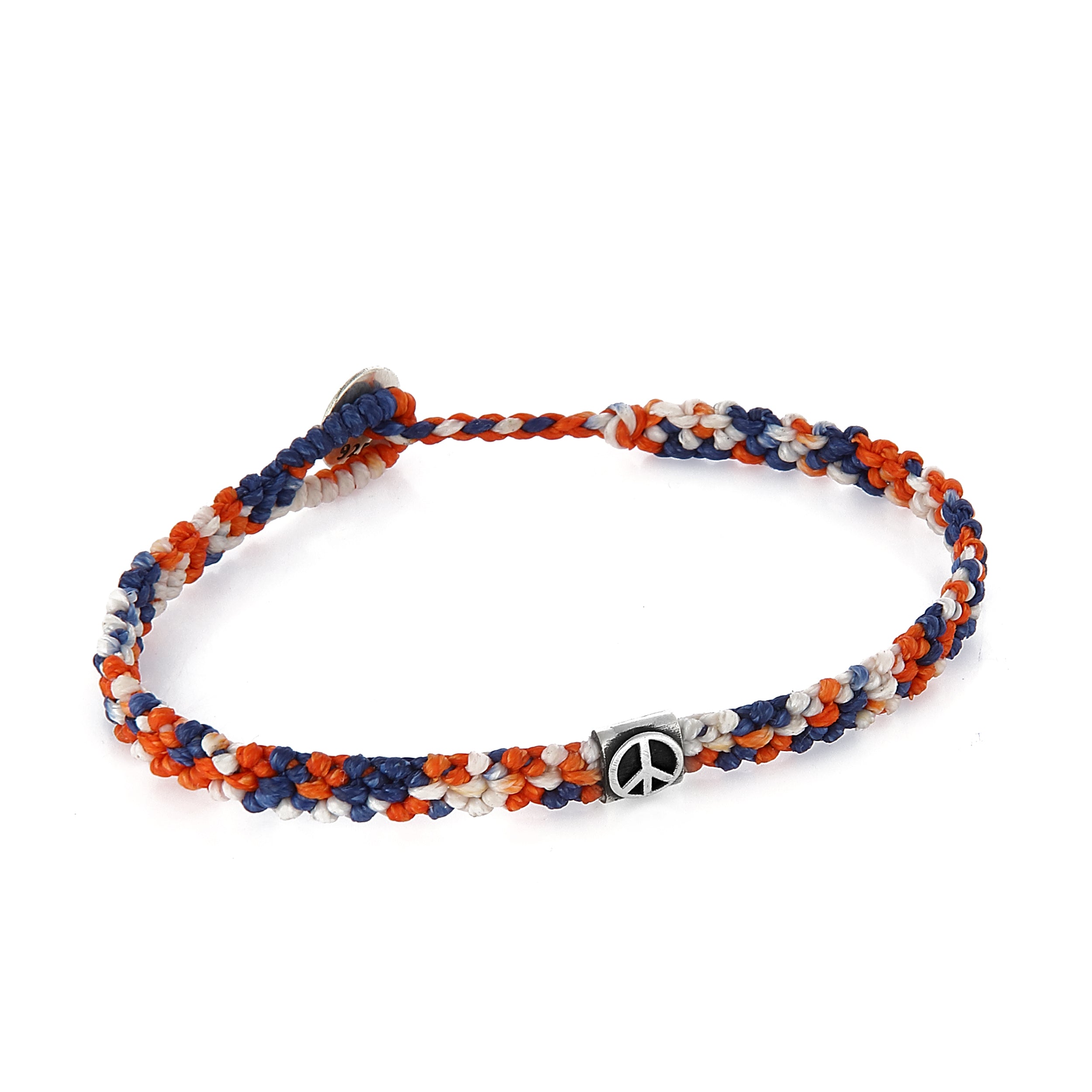 Peace Braided Wax Bracelet in Sterling Silver