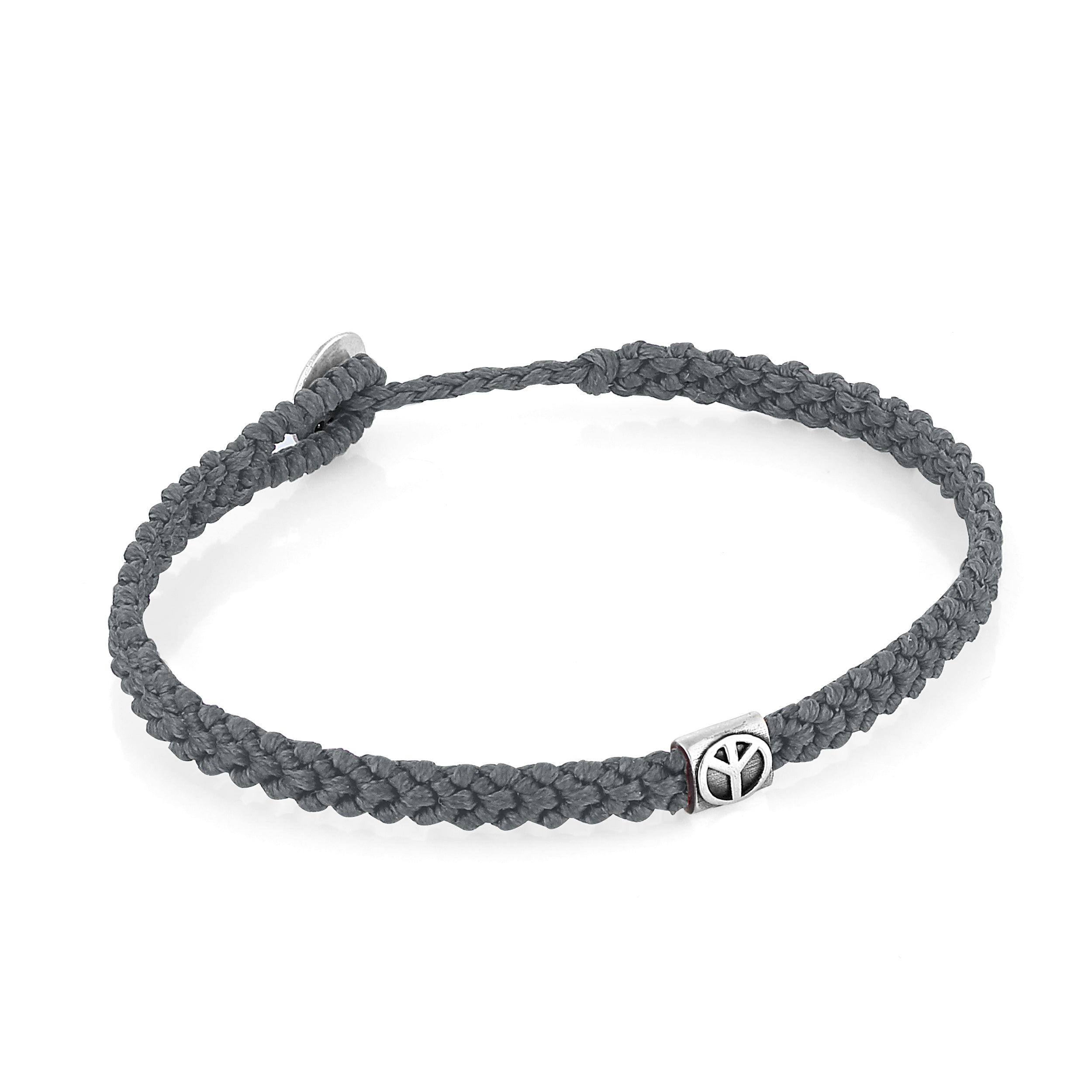 Peace Braided Wax Bracelet in Sterling Silver