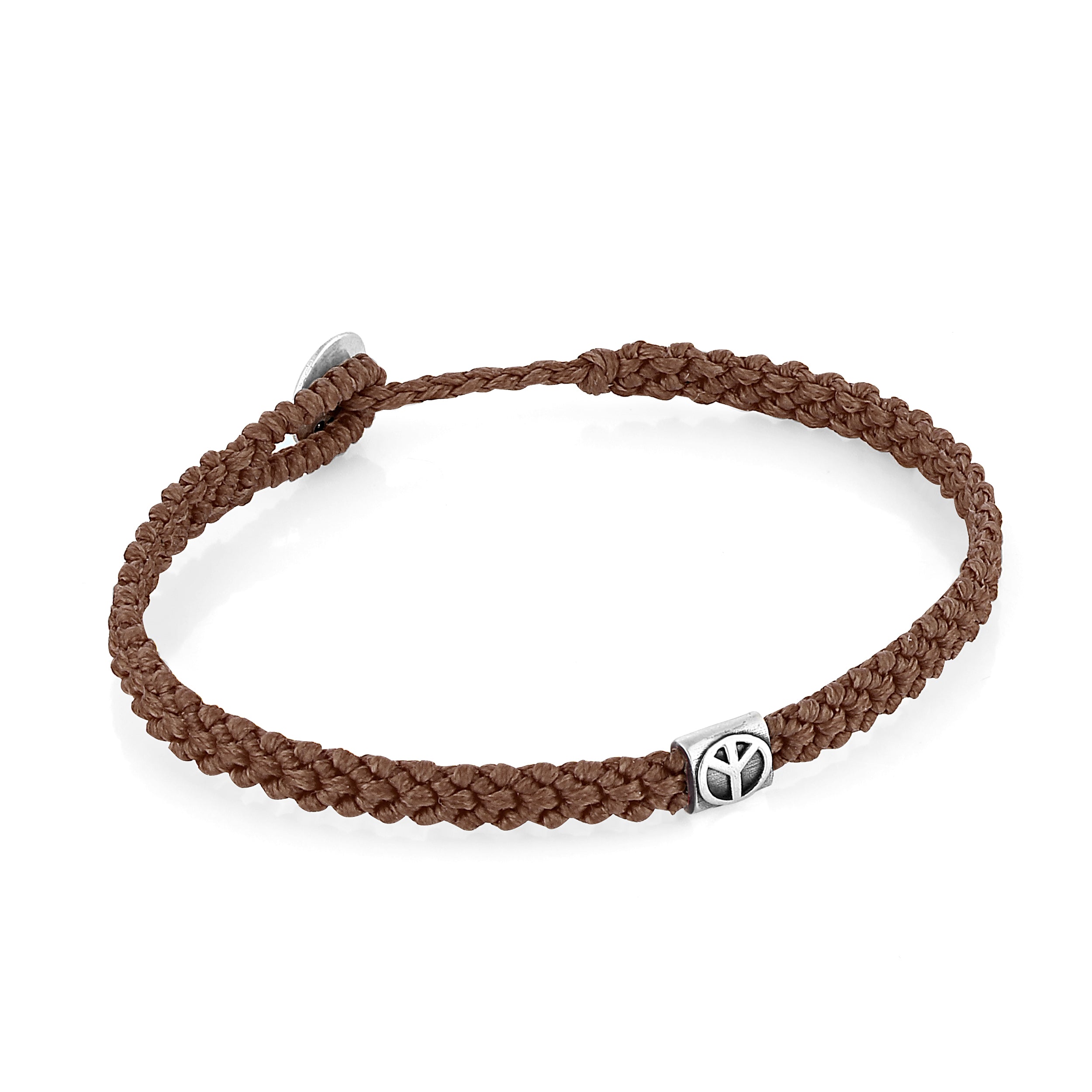 Peace Braided Wax Bracelet in Sterling Silver