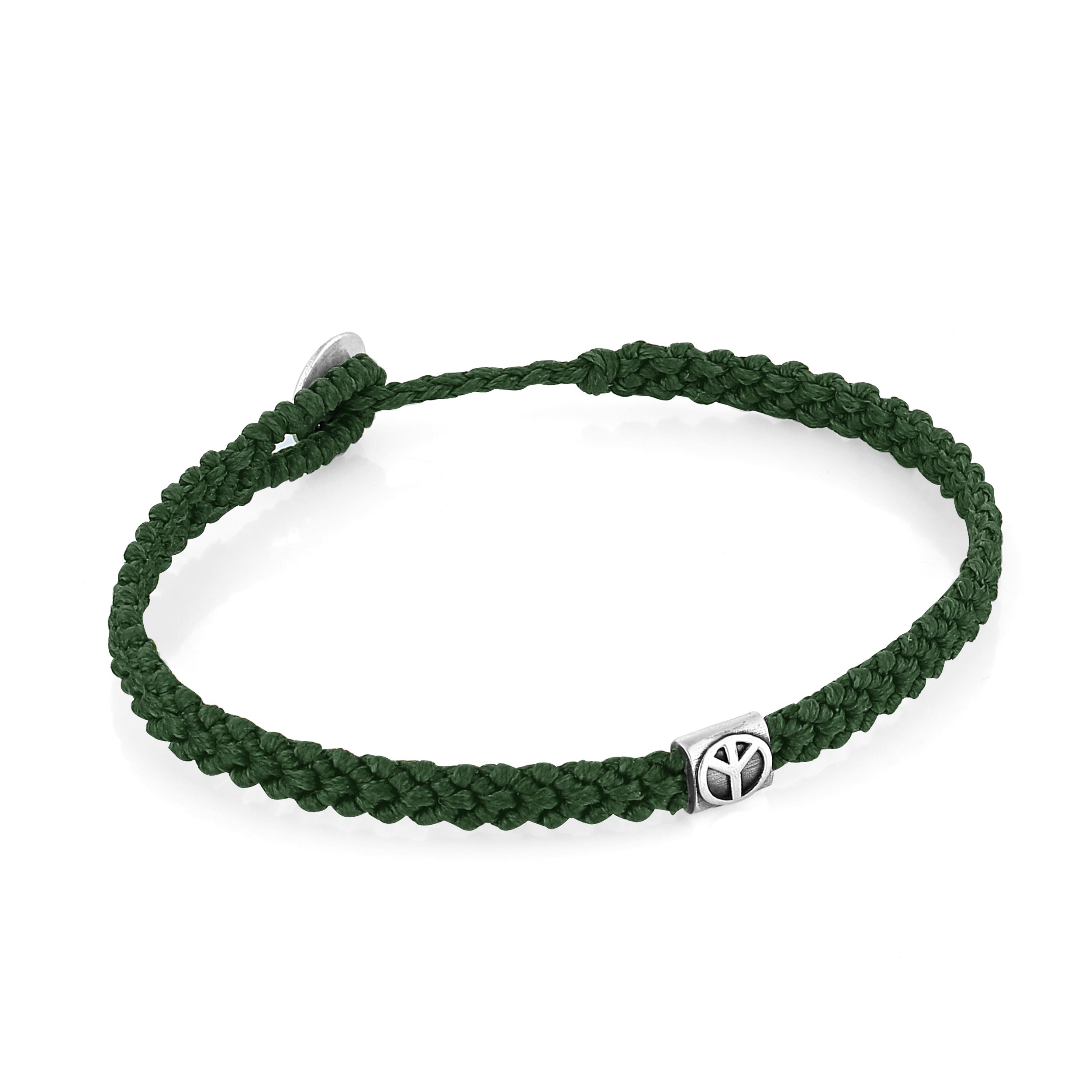 Peace Braided Wax Bracelet in Sterling Silver