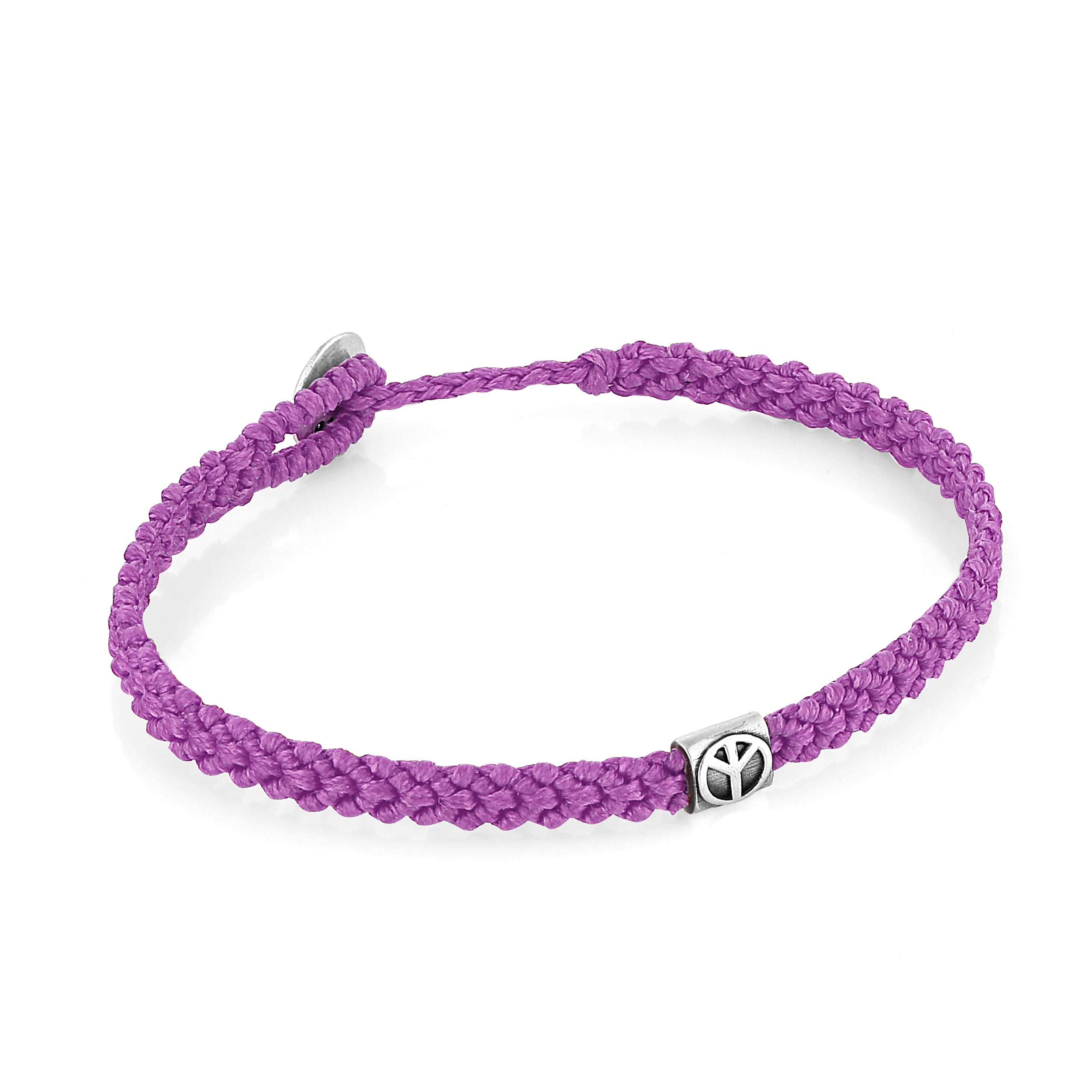 Peace Braided Wax Bracelet in Sterling Silver