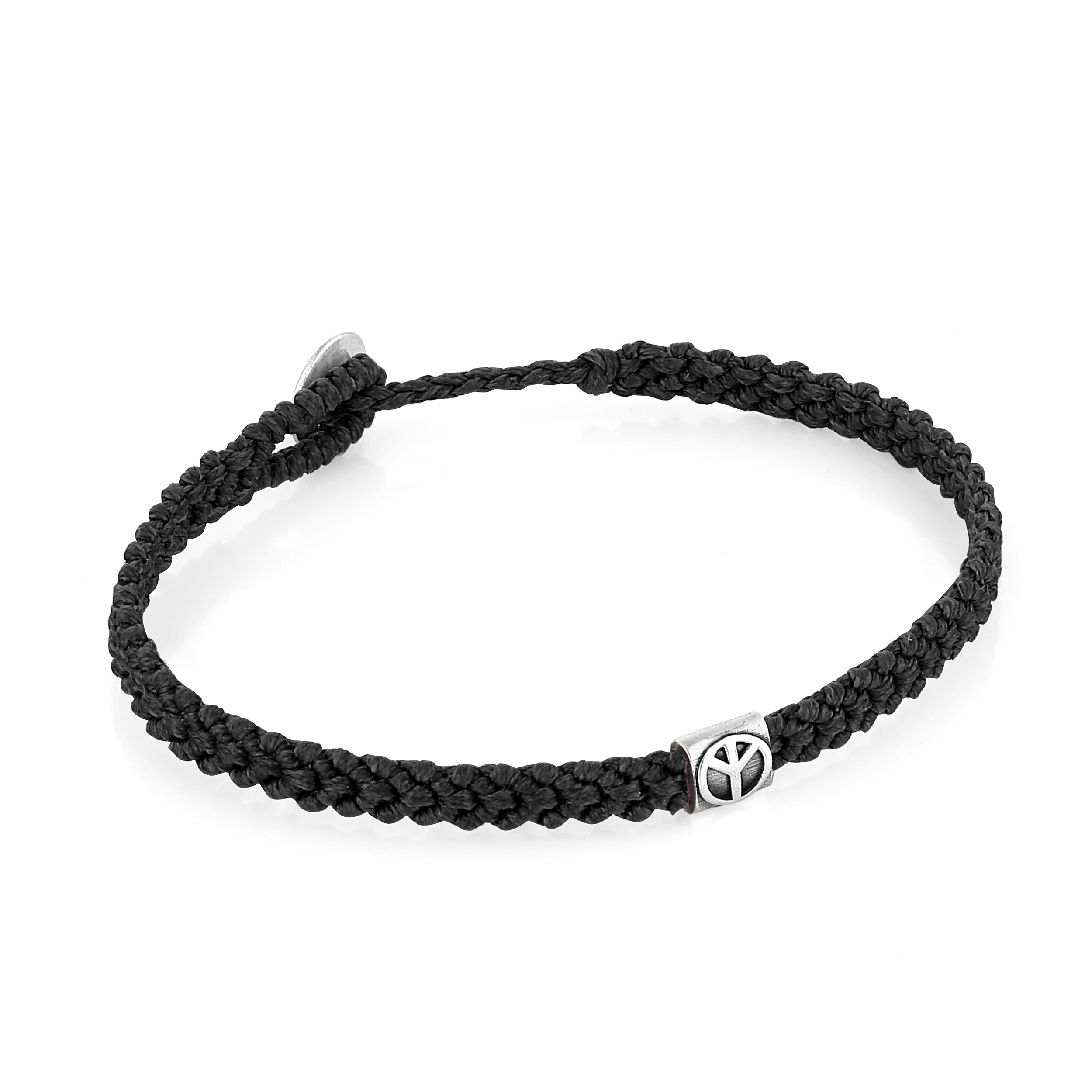 Peace Braided Wax Bracelet in Sterling Silver