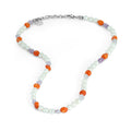 Pearl Coral Aqua Skull Lock Necklace in Sterling Silver