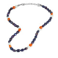 Pearl Pearl Coral Skull Lock Necklace in Sterling Silver