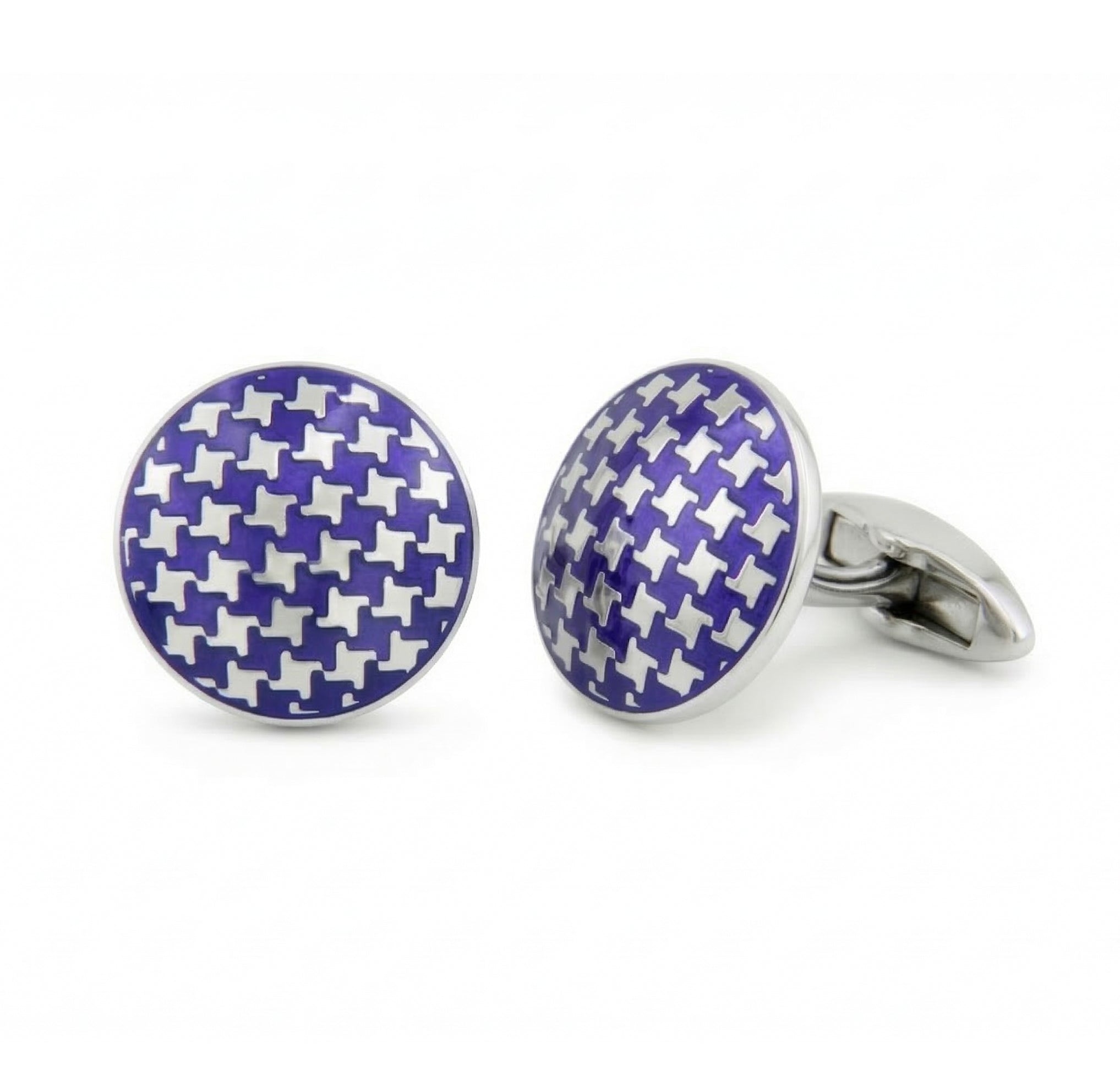 Pie de Pul Circular Cufflinks in Sterling Silver