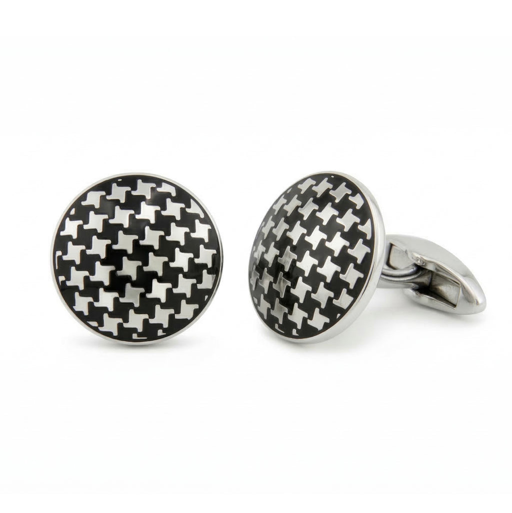 Pie de Pul Circular Cufflinks in Sterling Silver