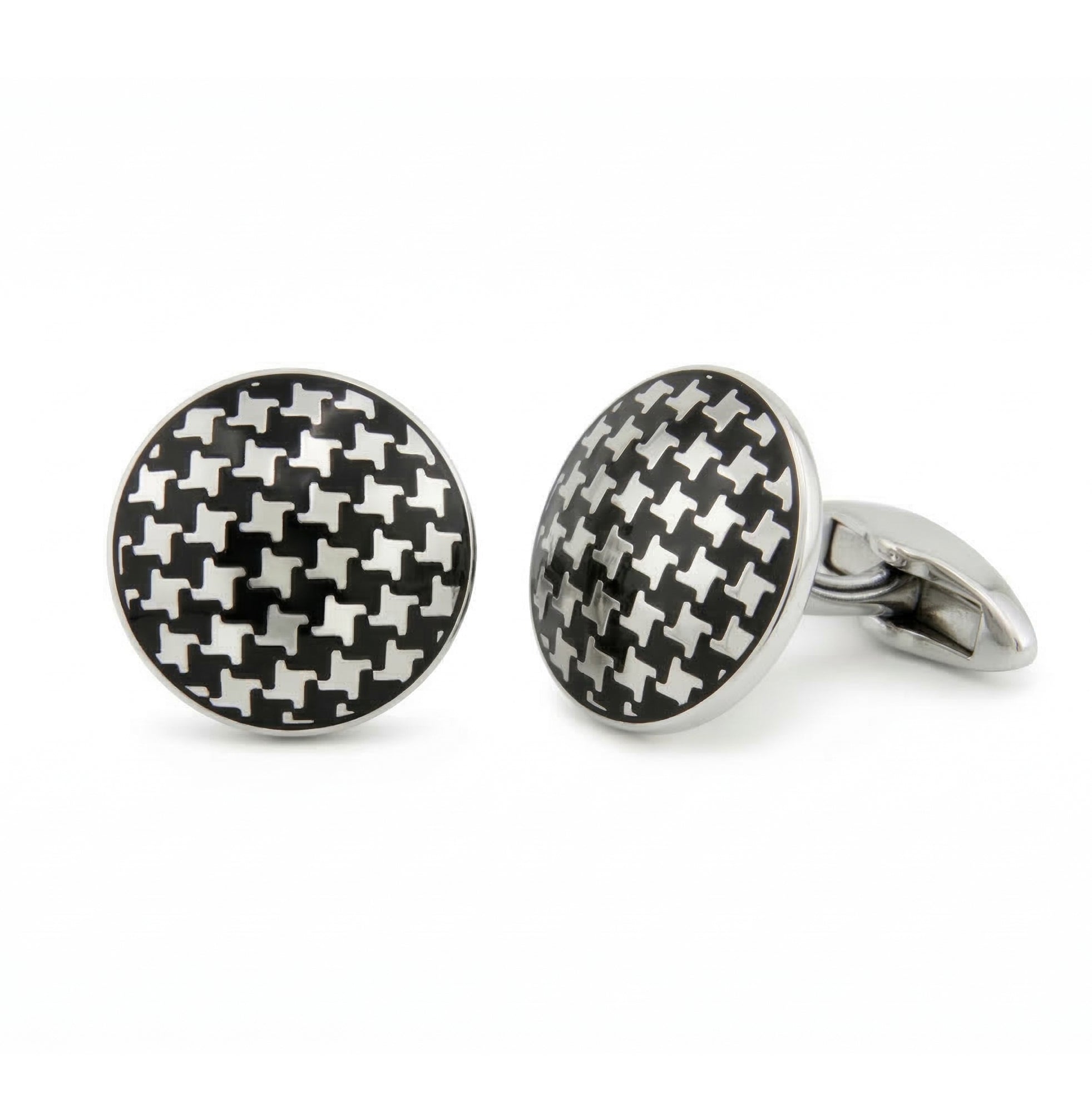Pie de Pul Circular Cufflinks in Sterling Silver