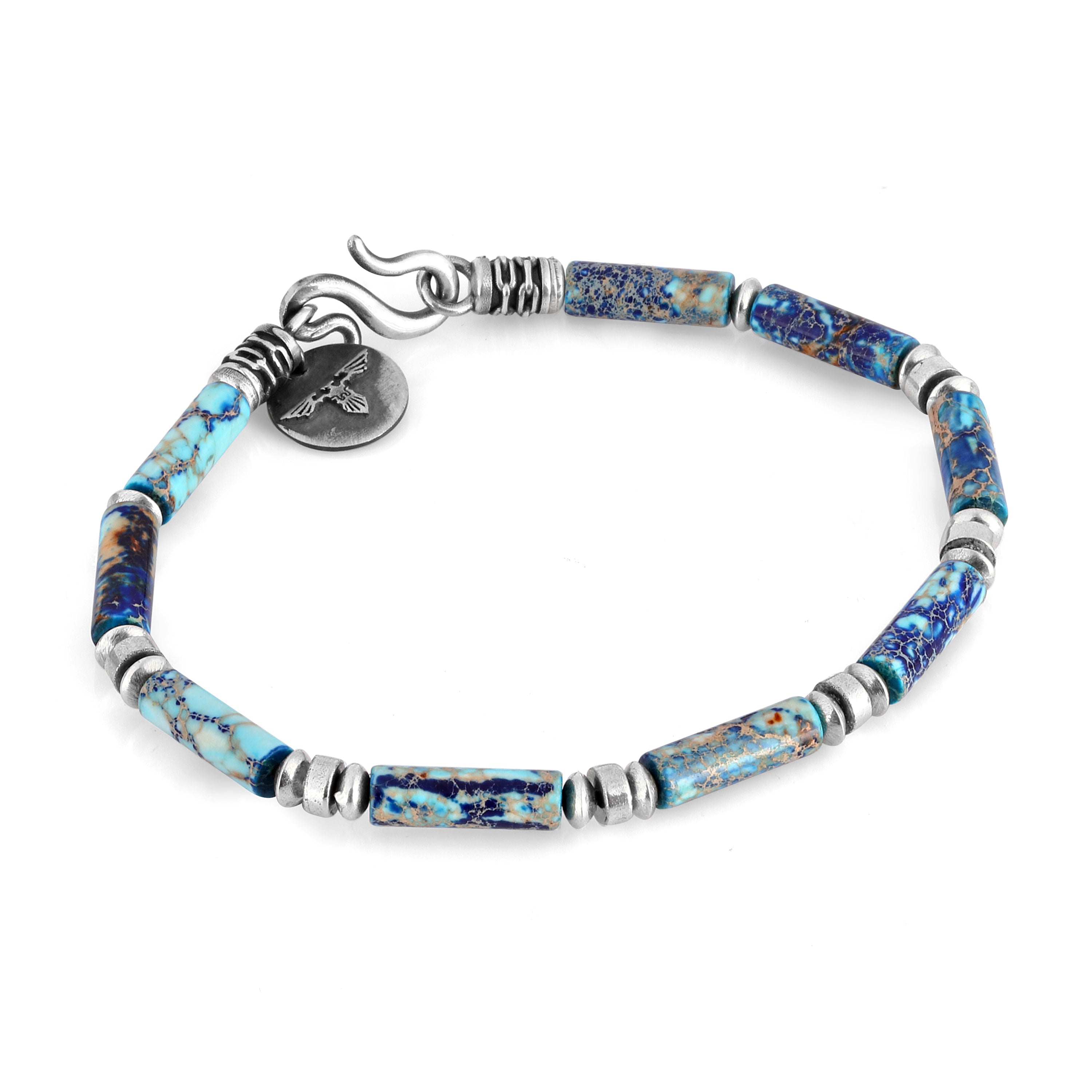 Sl-s Waves Pipe Variscite Bracelet in Sterling Silver