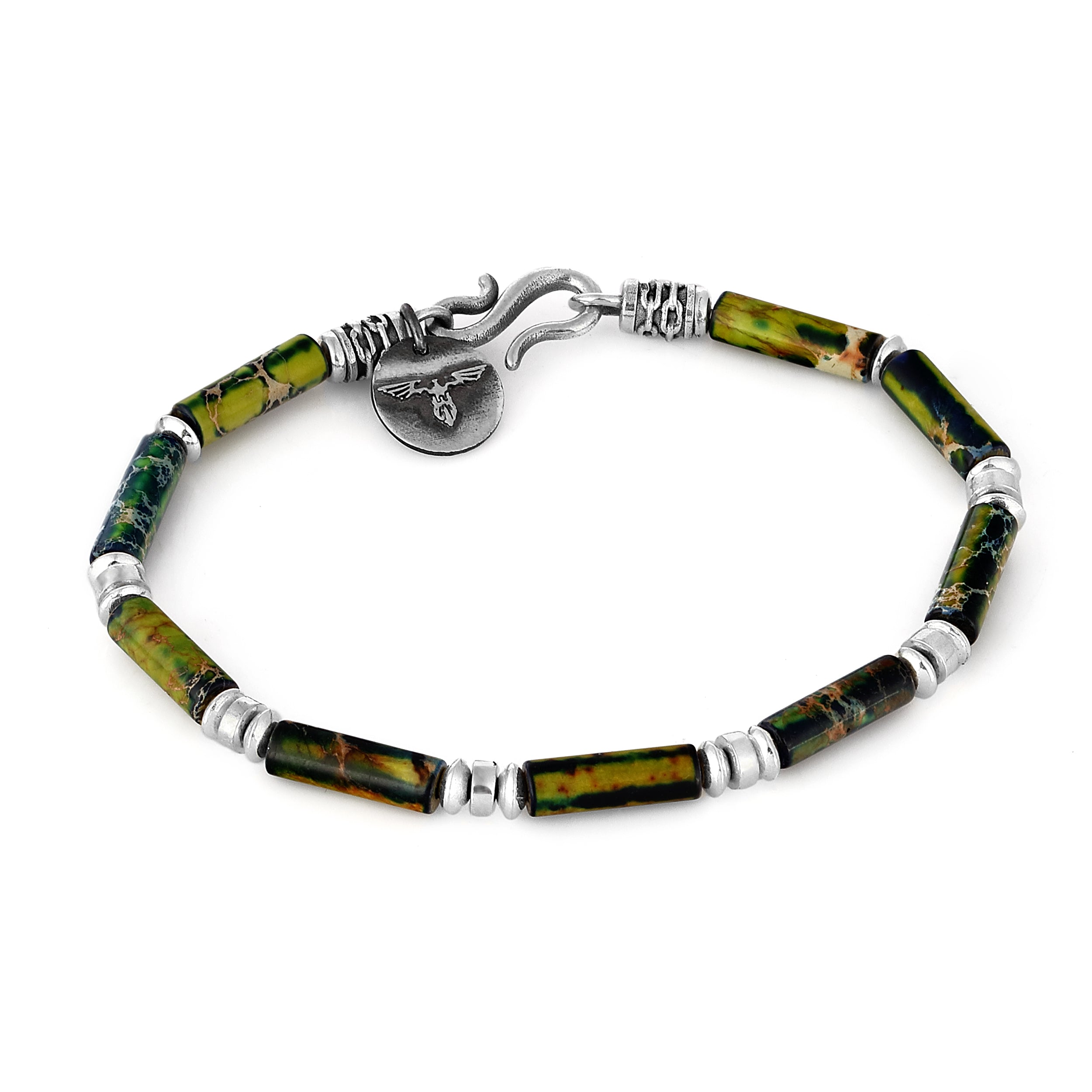Sl-s Waves Pipe Variscite Bracelet in Sterling Silver