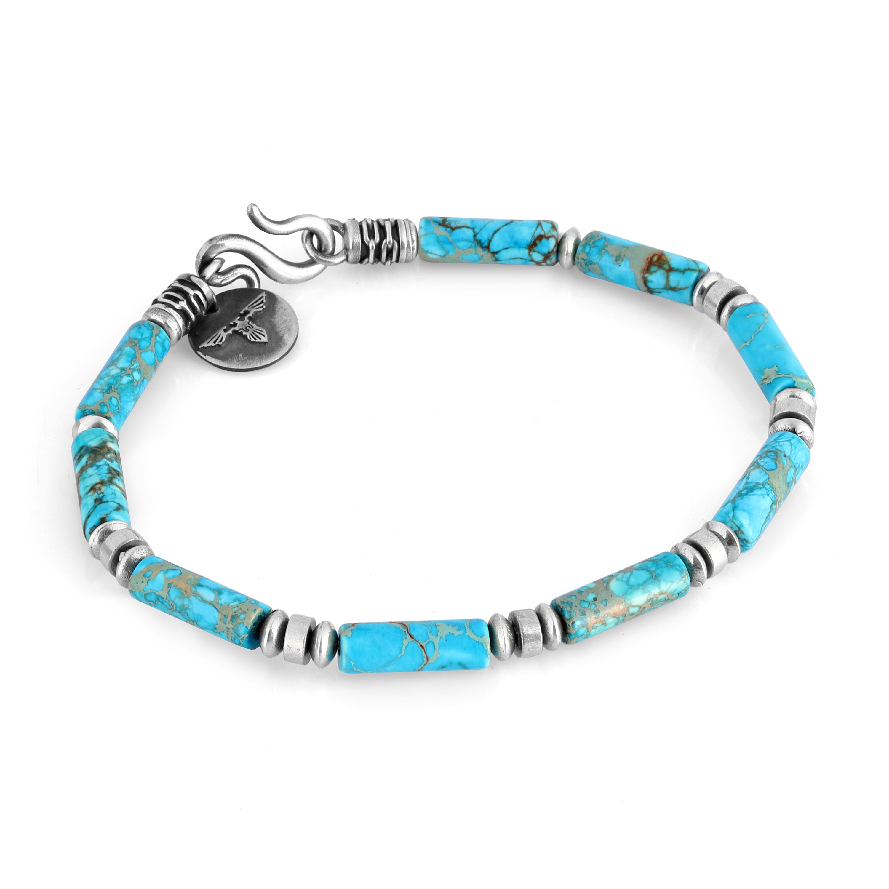 Sl-s Waves Pipe Variscite Bracelet in Sterling Silver