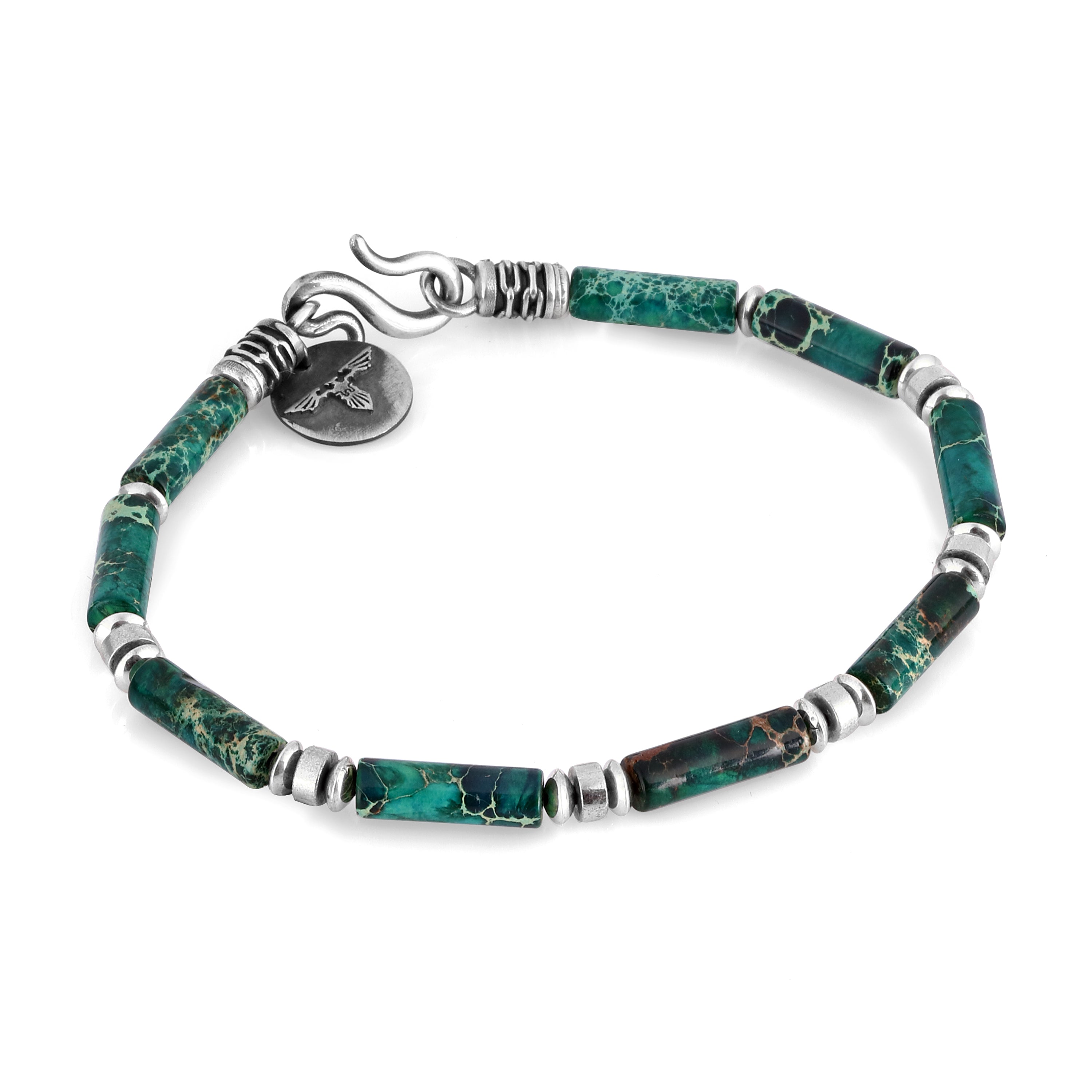 Sl-s Waves Pipe Variscite Bracelet in Sterling Silver